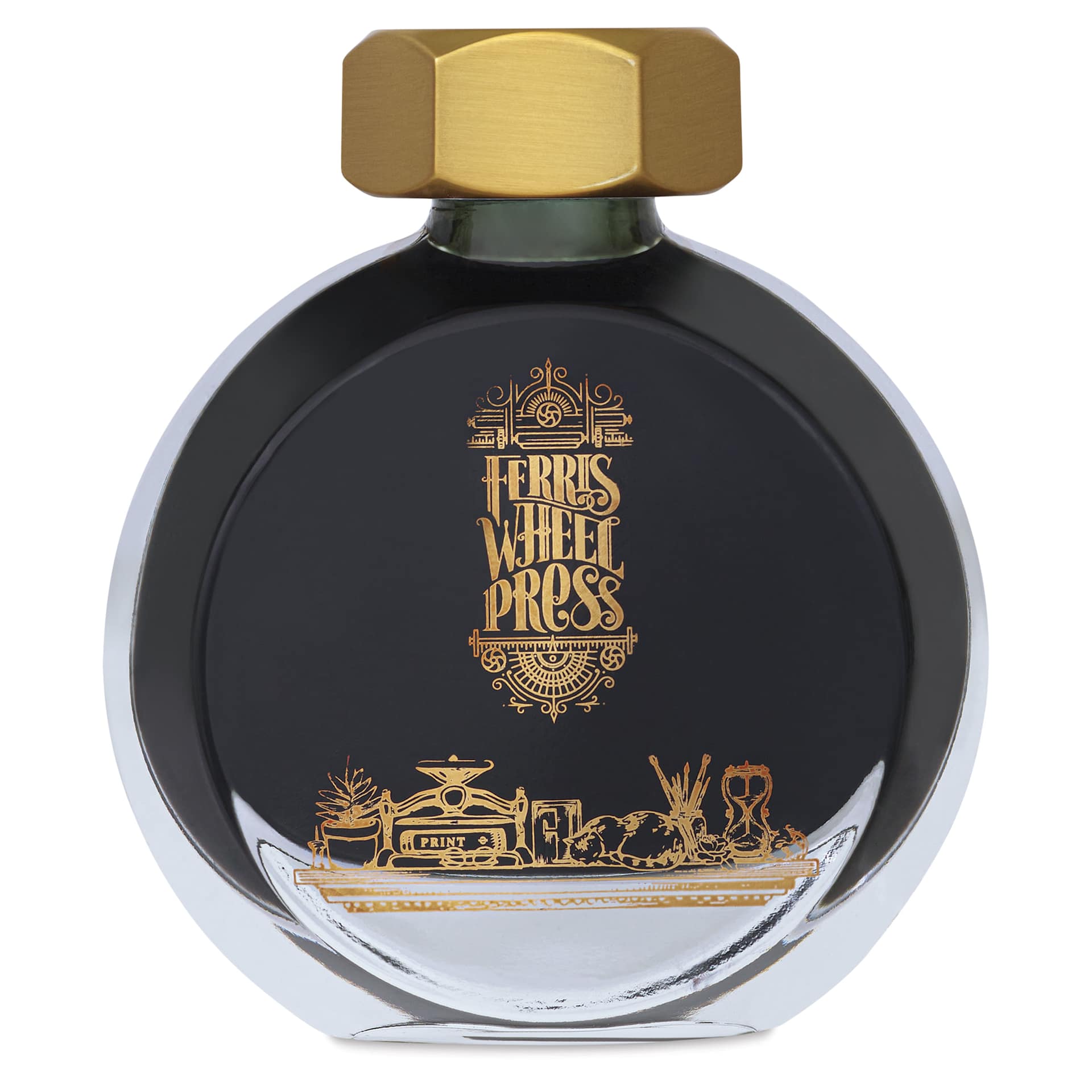Ferris Wheel Press Fountain Pen Ink - Bearrington Black, 38 ml, front of the bottle