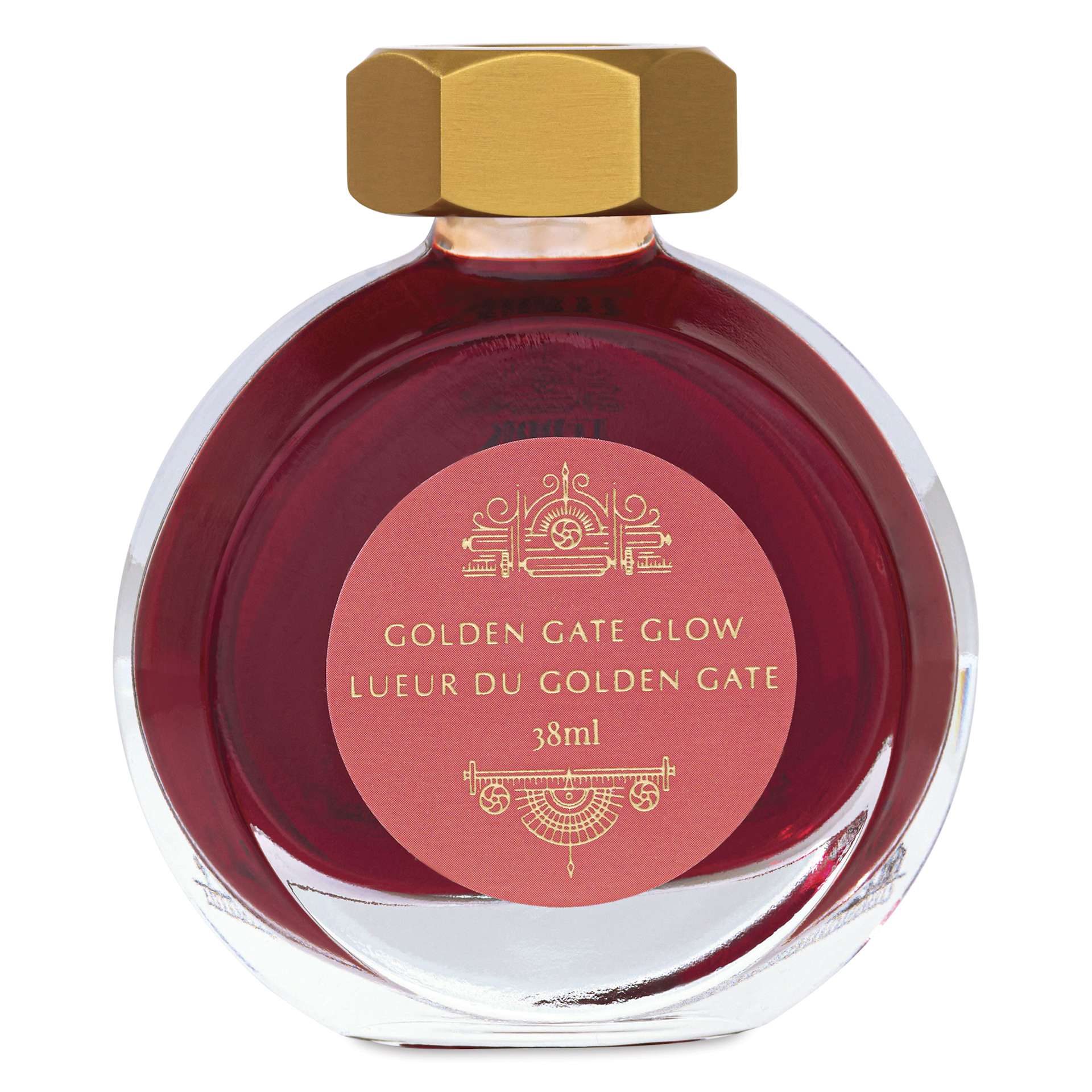 Ferris Wheel Press Fountain Pen Ink - Golden Gate Glow, 38 ml, back of the packaging