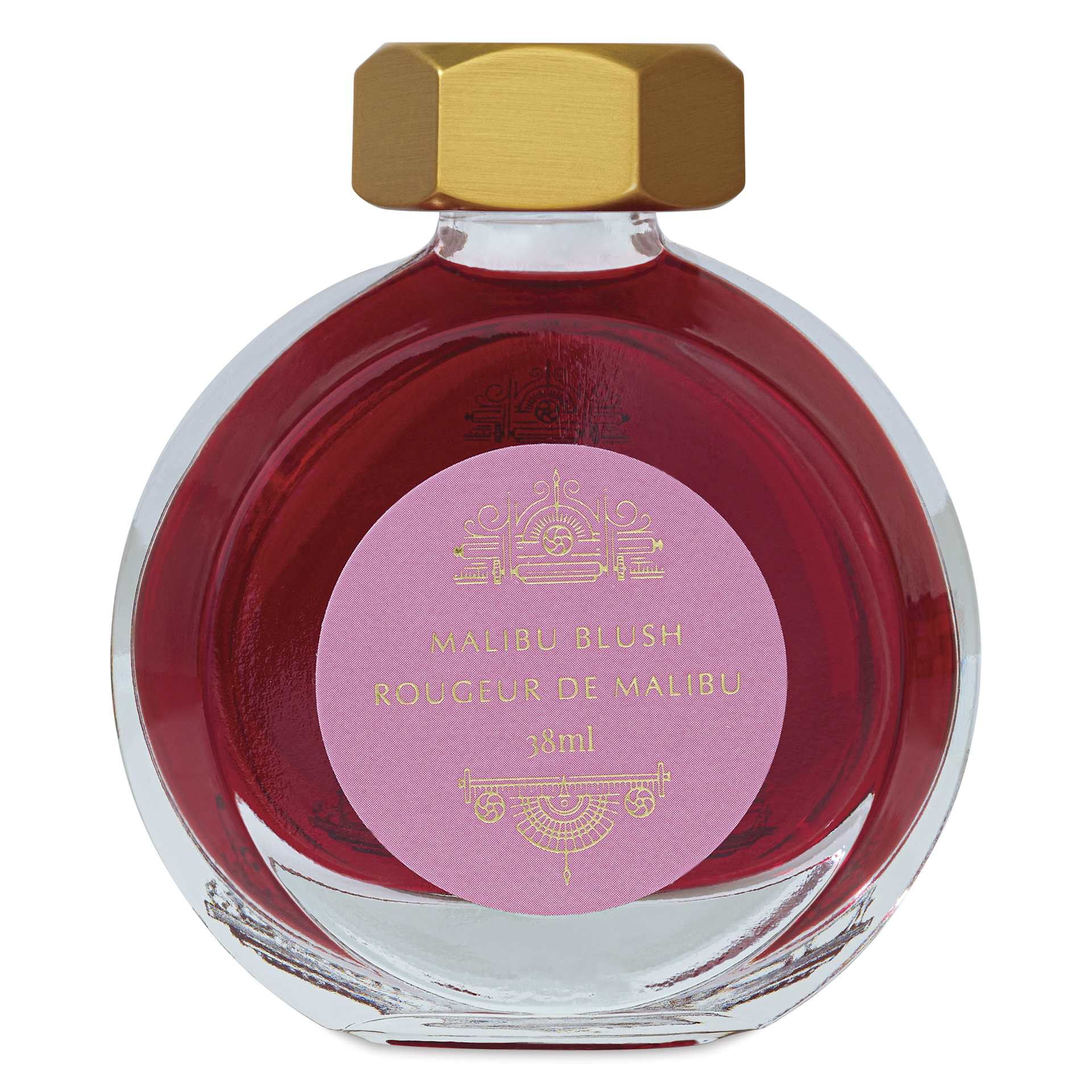 Ferris Wheel Press Fountain Pen Ink - Malibu Blush, 38 ml, back of the bottle