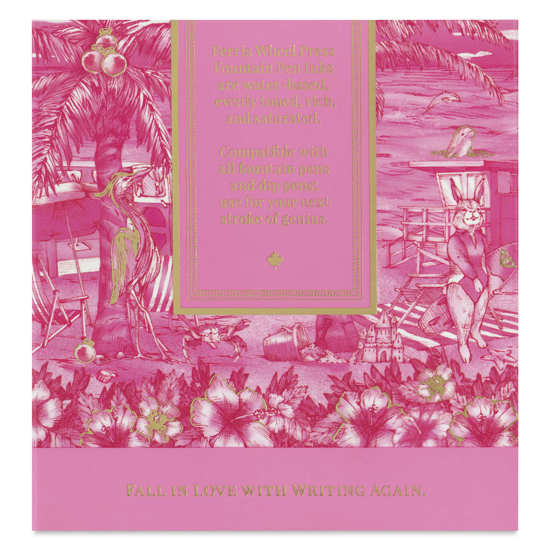 Ferris Wheel Press Fountain Pen Ink - Malibu Blush, 38 ml, back of the packaging