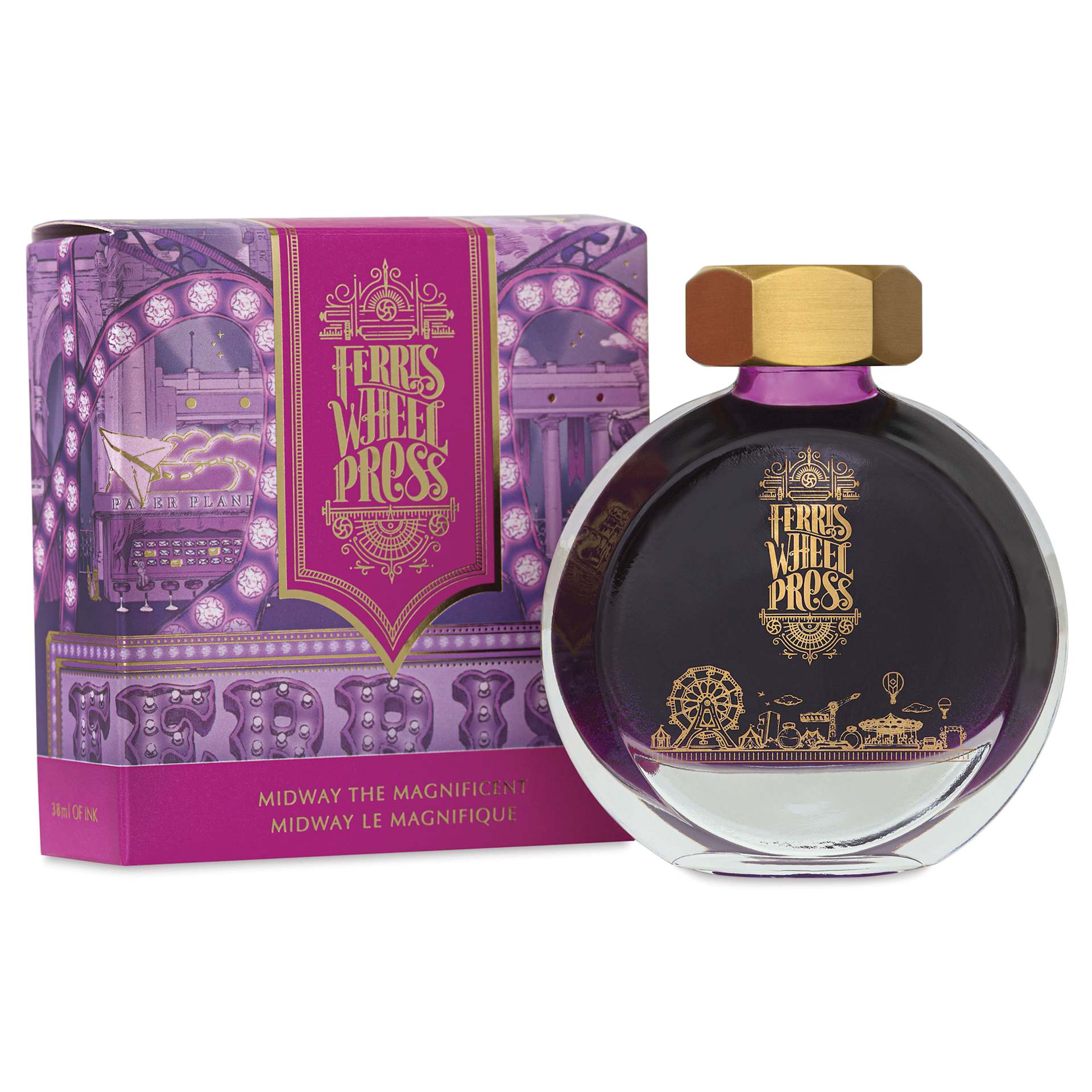 Ferris Wheel Press Fountain Pen Ink - Midway the Magnificent, 38 ml, packaging and bottle