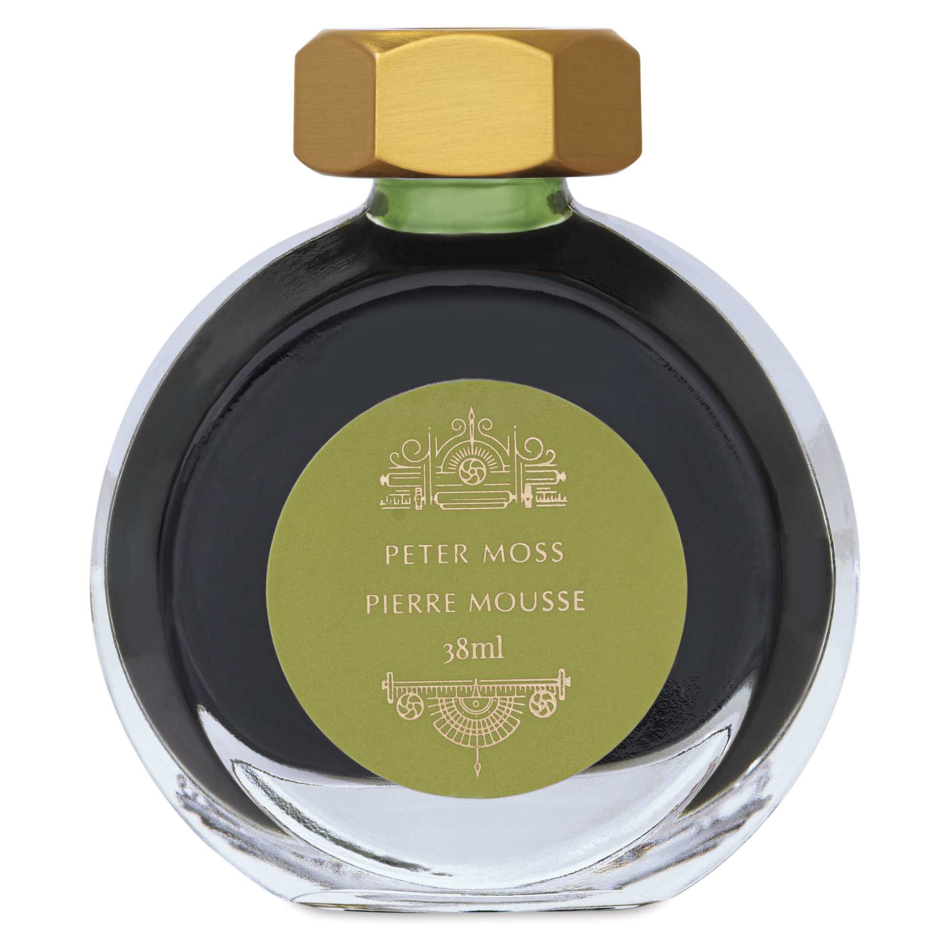 Ferris Wheel Press Fountain Pen Ink - Peter Moss, 38 ml, back of the bottle