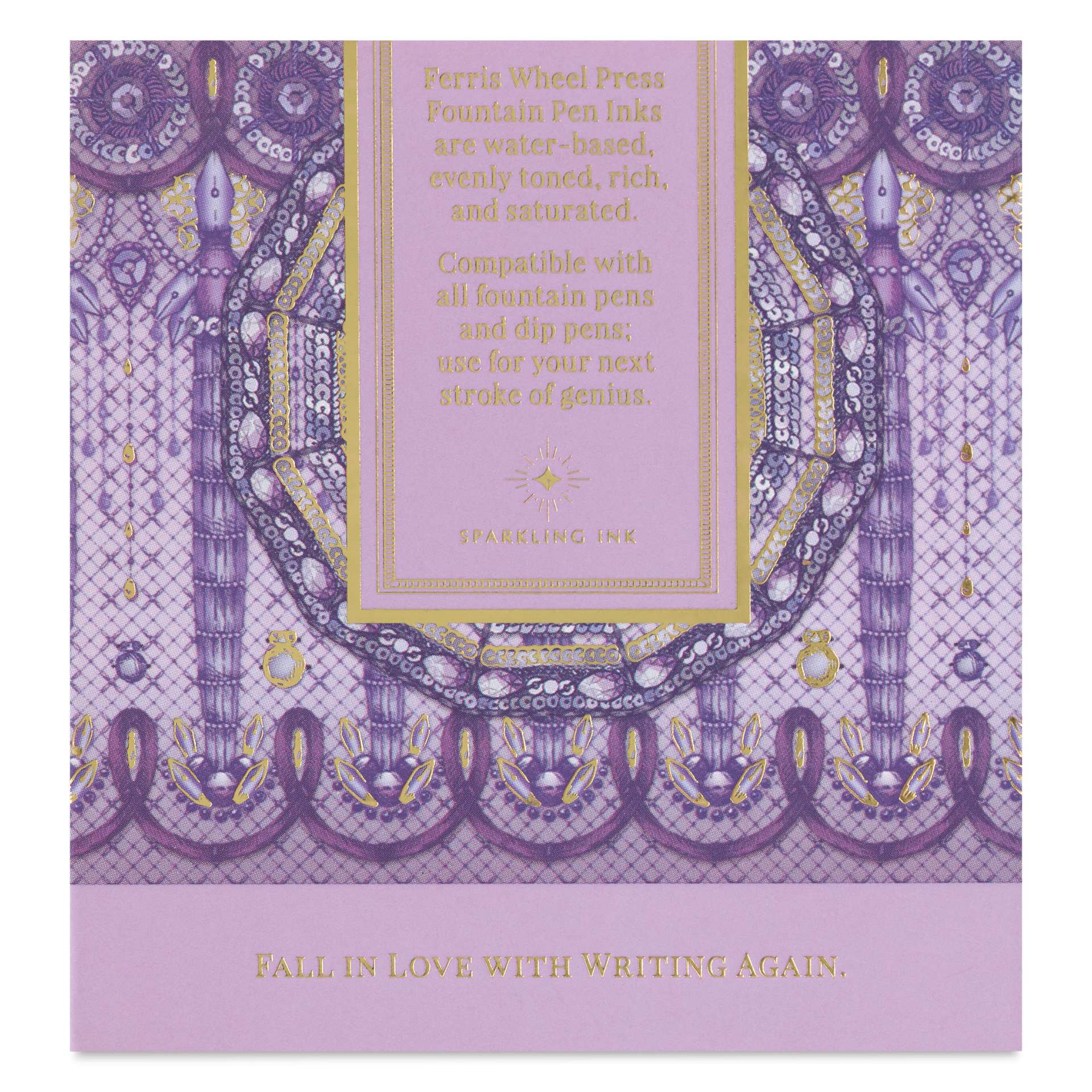 Ferris Wheel Press Fountain Pen Ink - Queen Allium, 38 ml, back of the packaging