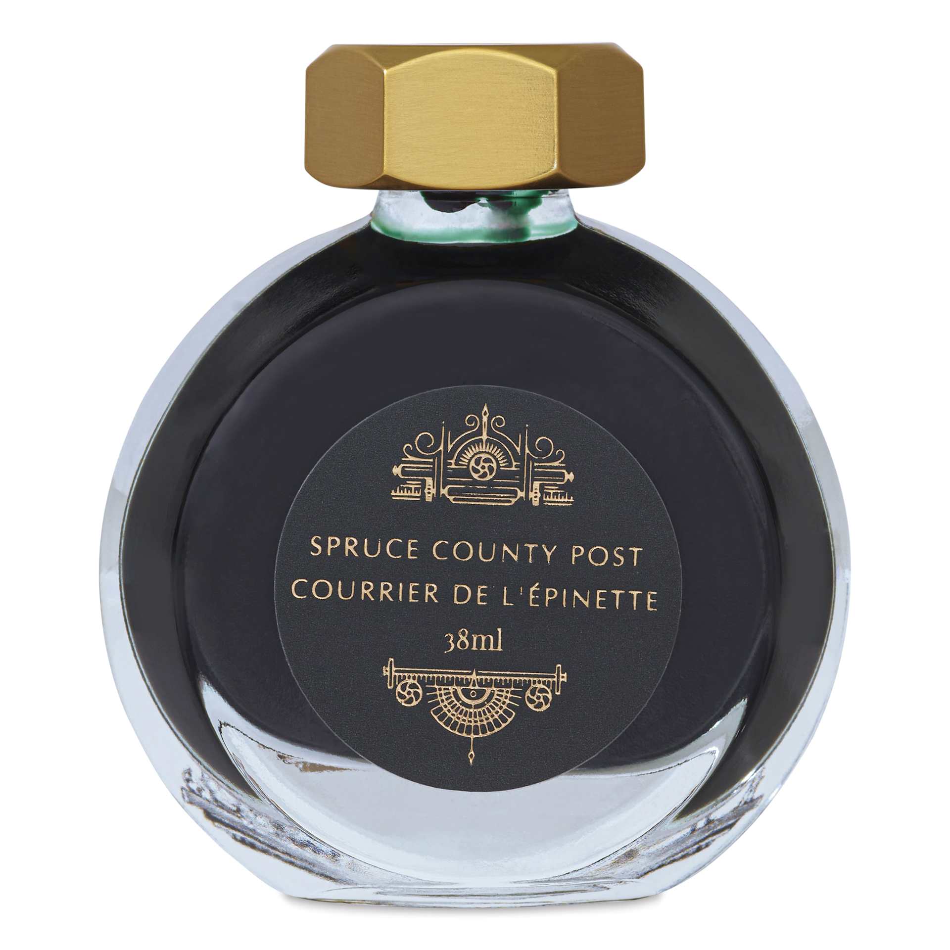 Ferris Wheel Press Fountain Pen Ink - Spruce County Post, 38 ml, back of the bottle