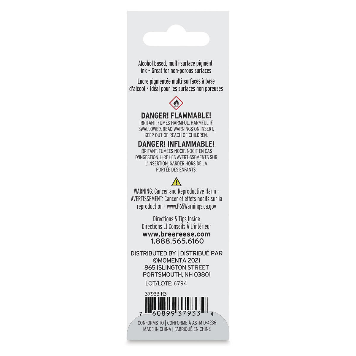 Brea Reese Neon Alcohol Ink - Neon Orange, 20 ml (back of package)