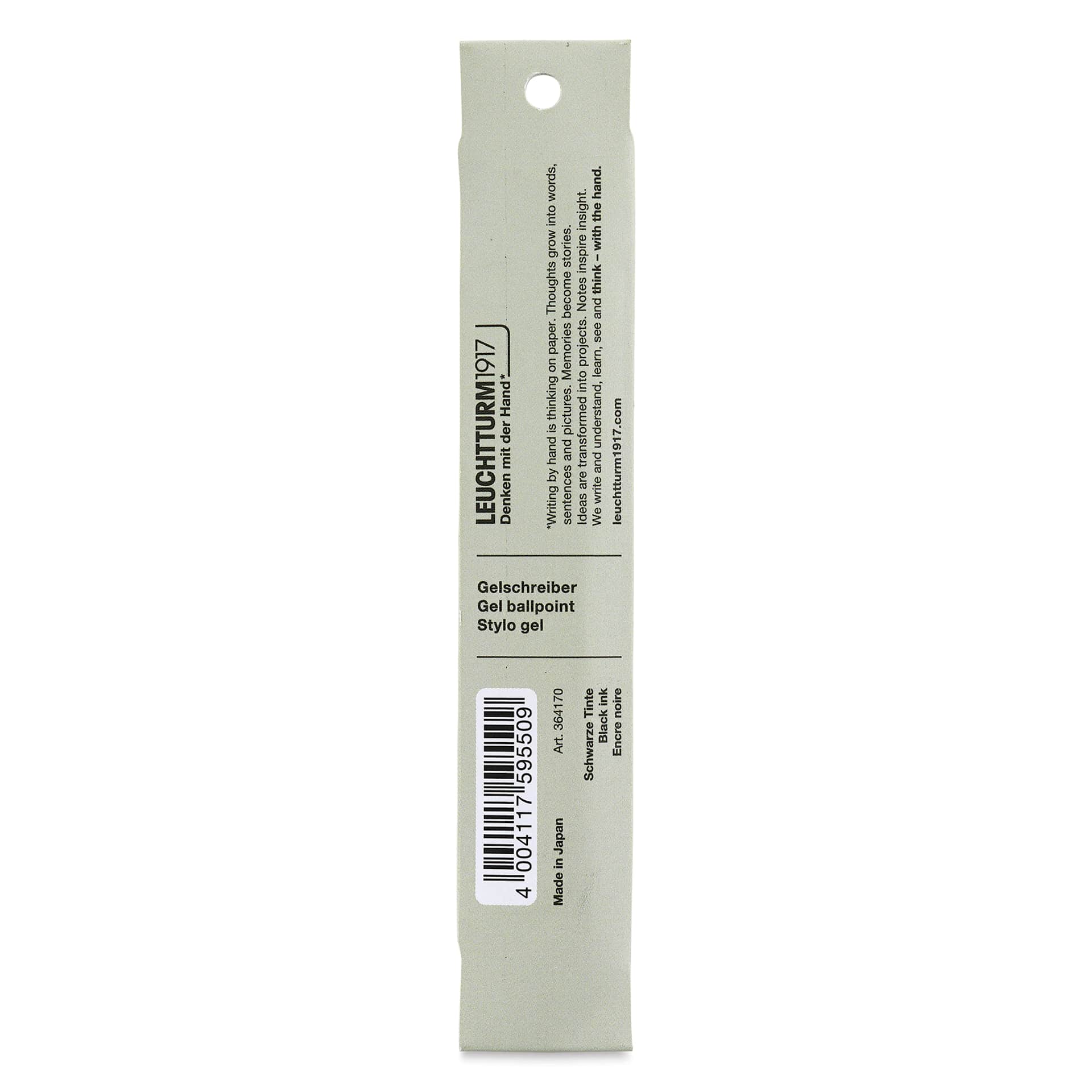 Leuchtturm1917 Drehgriffel Gel Pen Refill - Black, 0.5 mm (back of package)
