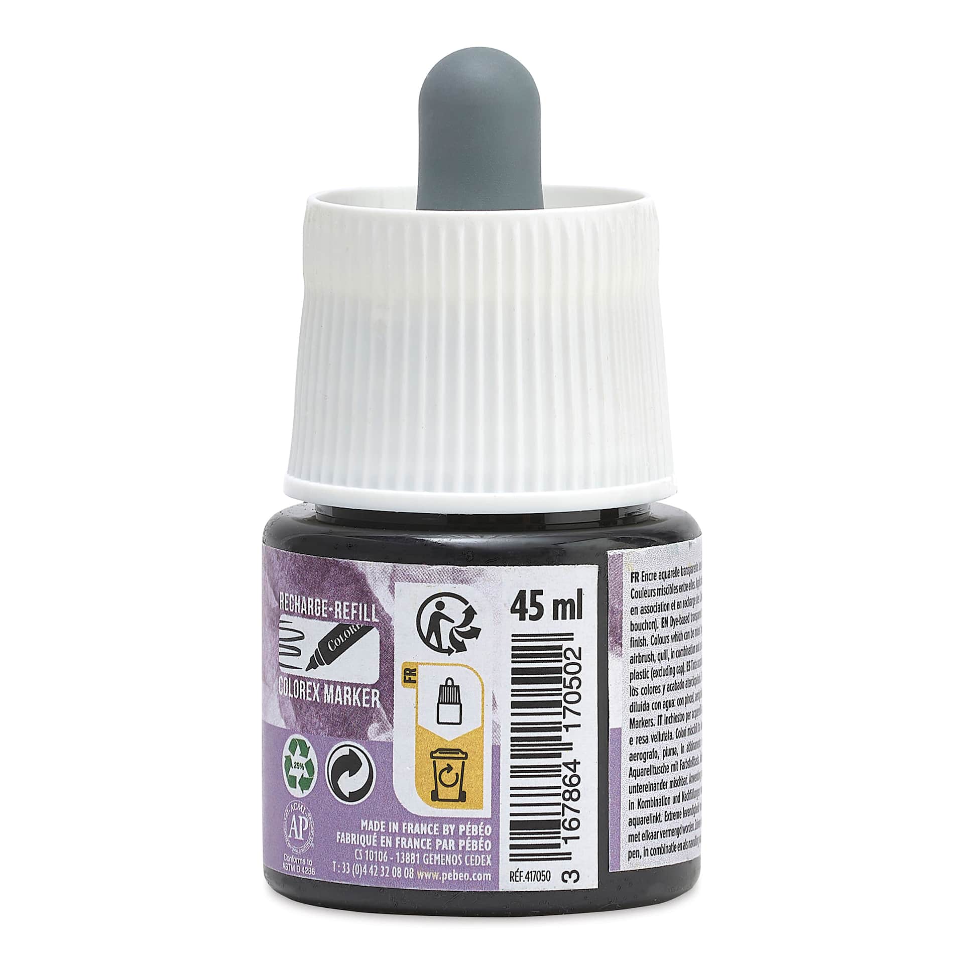 Pebeo Colorex Inks - Payne's Gray, 45 ml, back of bottle