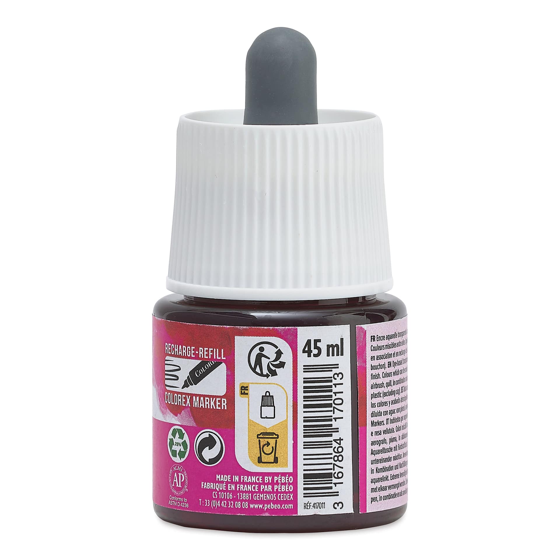 Pebeo Colorex Inks - Magenta, 45 ml, back of bottle