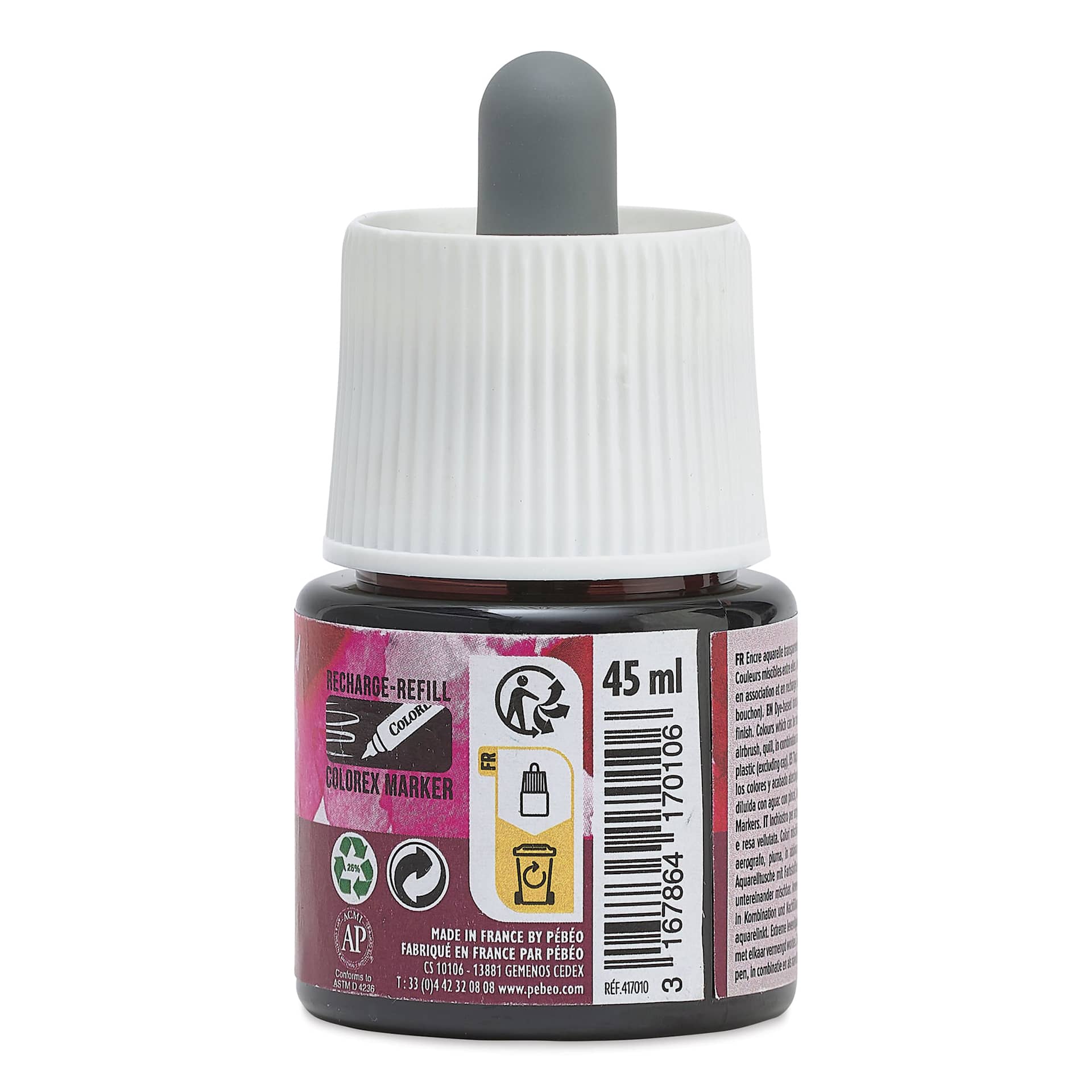 Pebeo Colorex Inks - Burgundy, 45 ml, back of bottle