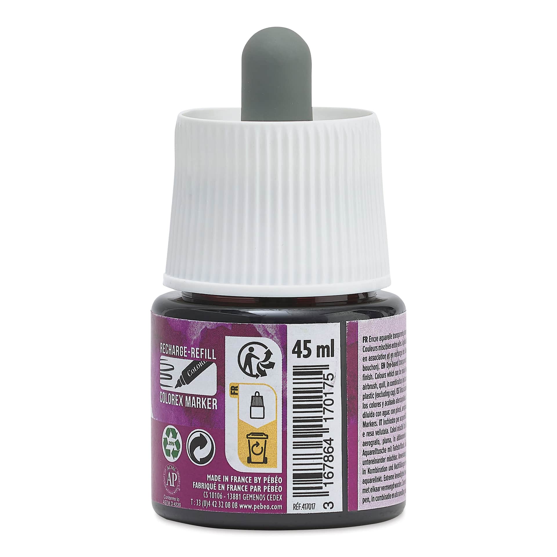 Pebeo Colorex Inks - Wine Red, 45 ml, back of bottle