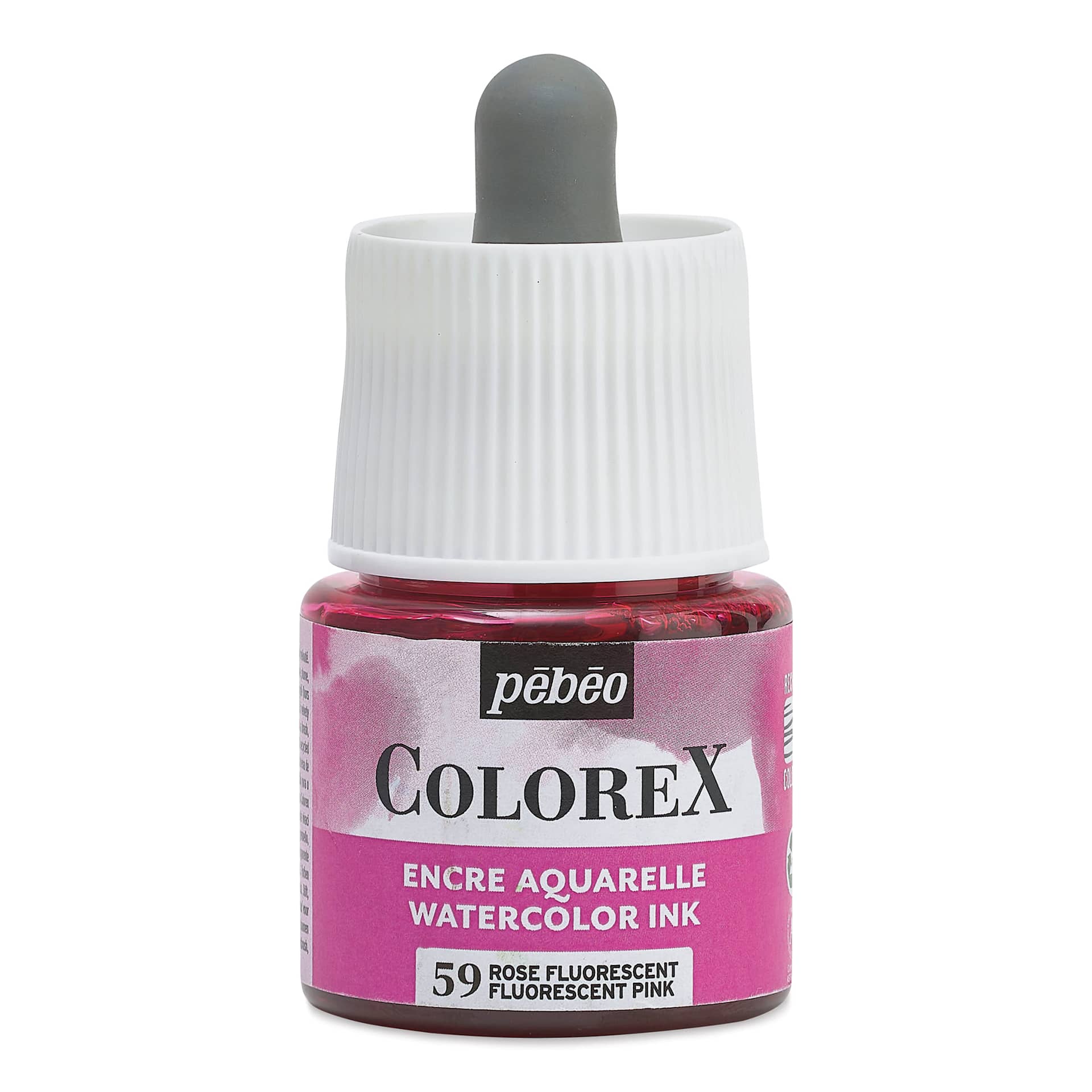 Pebeo Colorex Inks - Fluorescent Pink, 45 ml, front of bottle