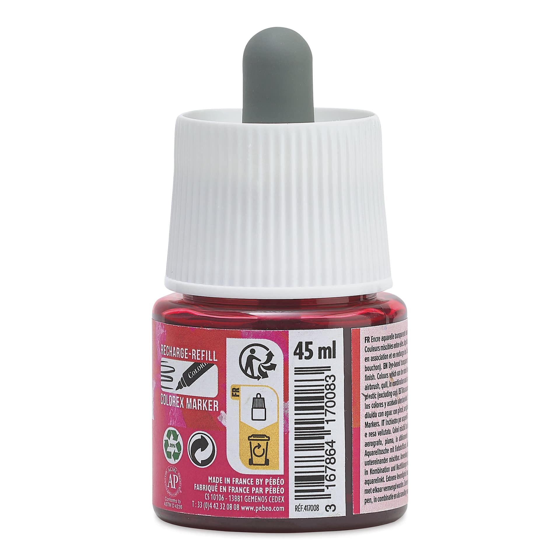 Pebeo Colorex Inks - Cyclamen, 45 ml, back of bottle