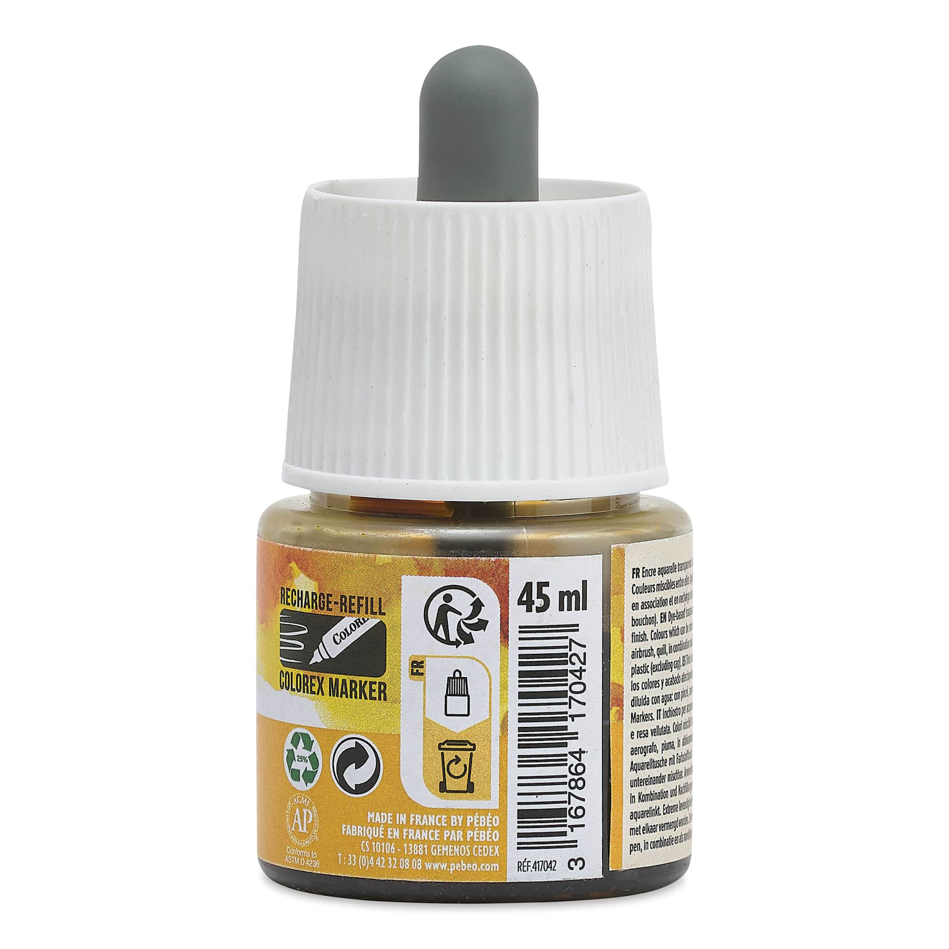 Pebeo Colorex Inks - India Yellow, 45 ml, back of bottle