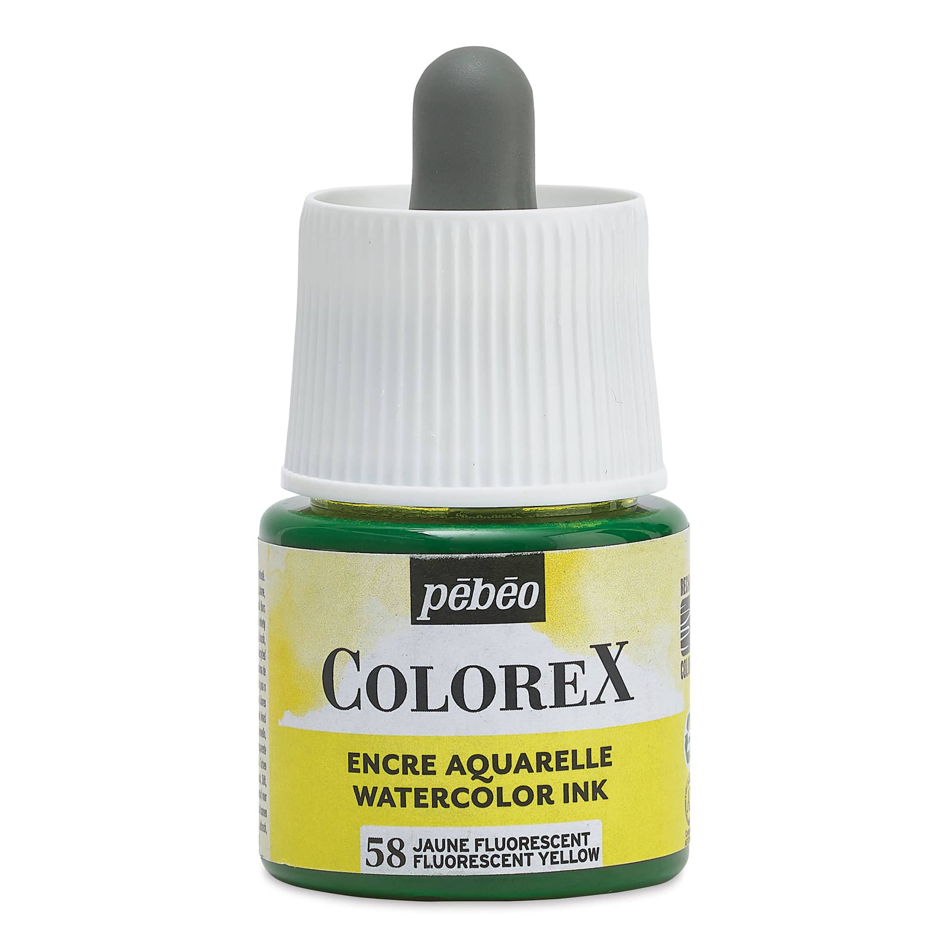 Pebeo Colorex Inks - Fluorescent Yellow, 45 ml, front of bottle