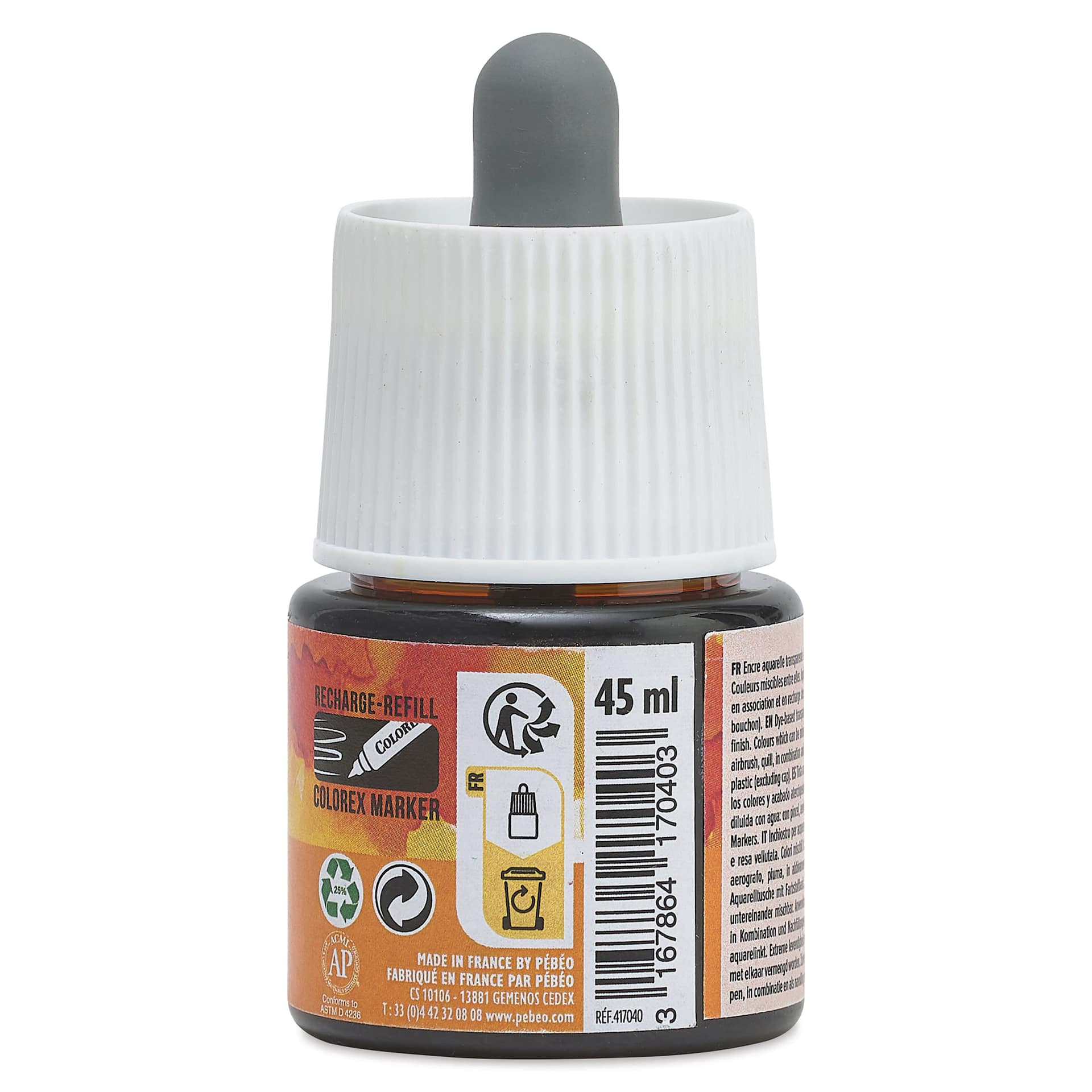 Pebeo Colorex Inks - Saffron, 45 ml, back of bottle