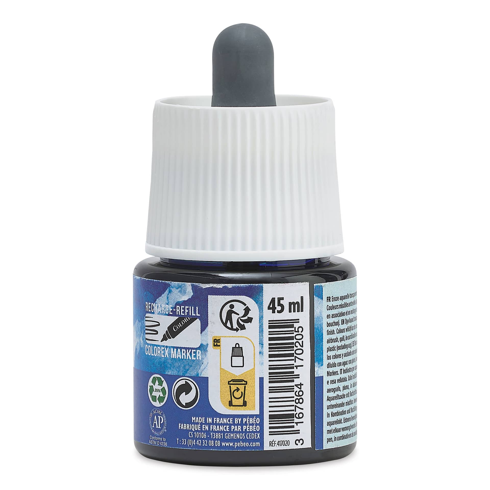 Pebeo Colorex Inks - Ultramarine Blue, 45 ml, back of bottle