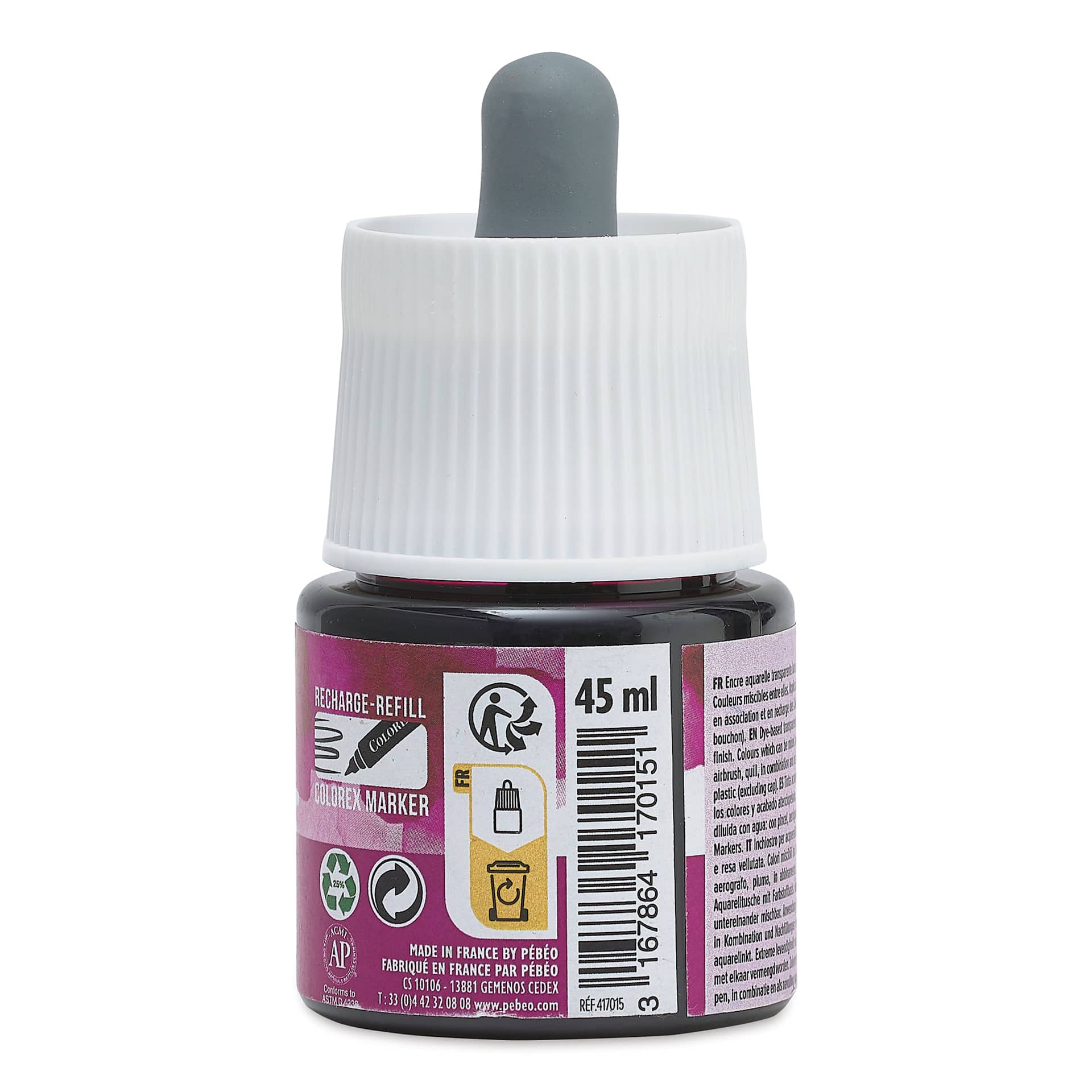 Pebeo Colorex Inks - Plum, 45 ml, back of bottle