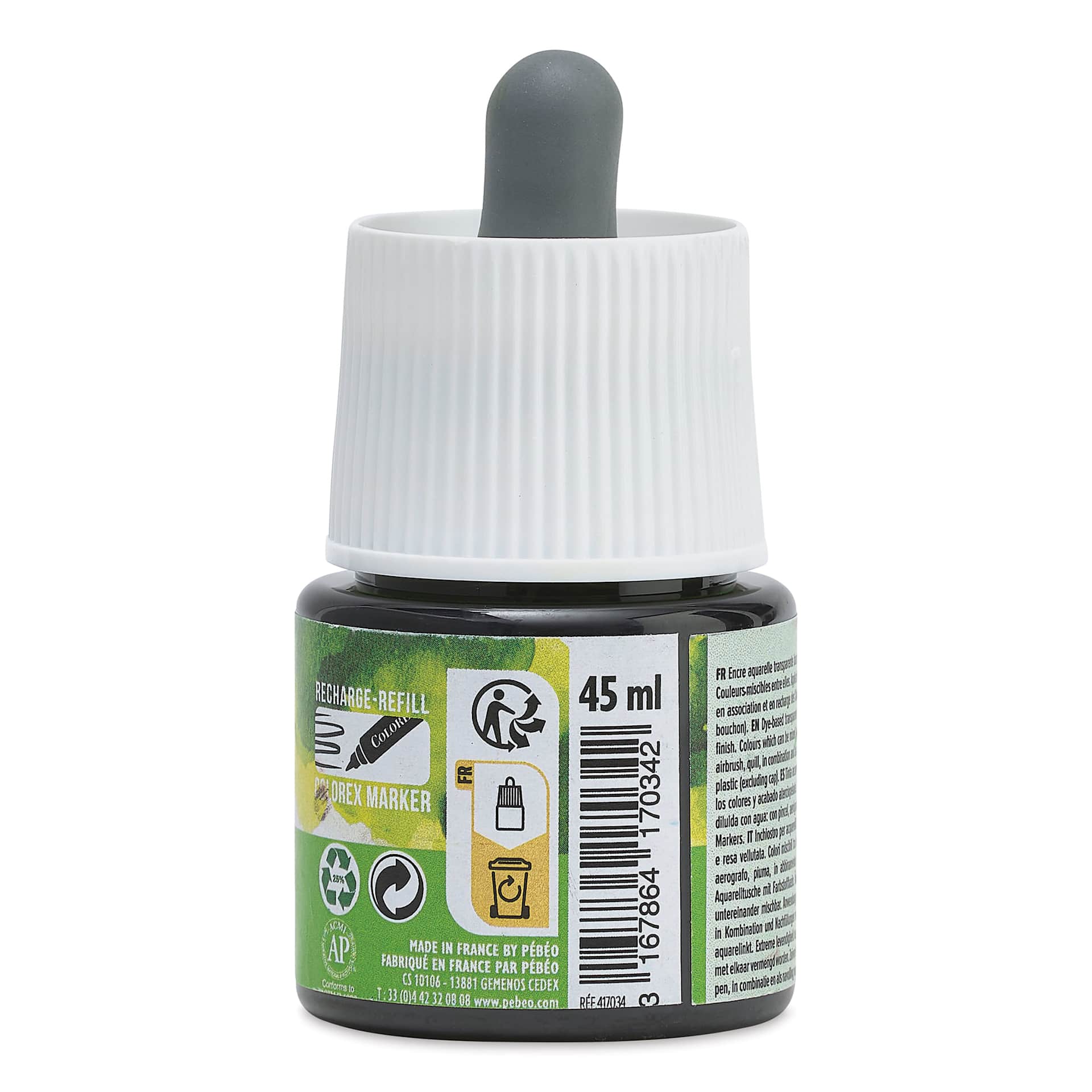 Pebeo Colorex Inks - Spring Green, 45 ml, back of bottle
