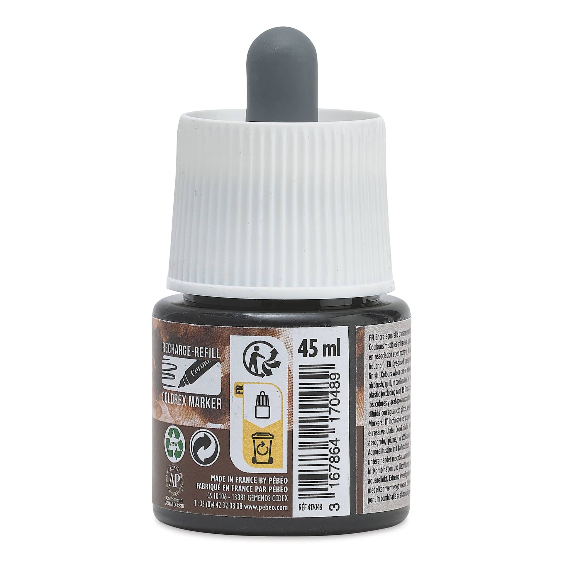 Pebeo Colorex Inks - Sepia, 45 ml, back of bottle