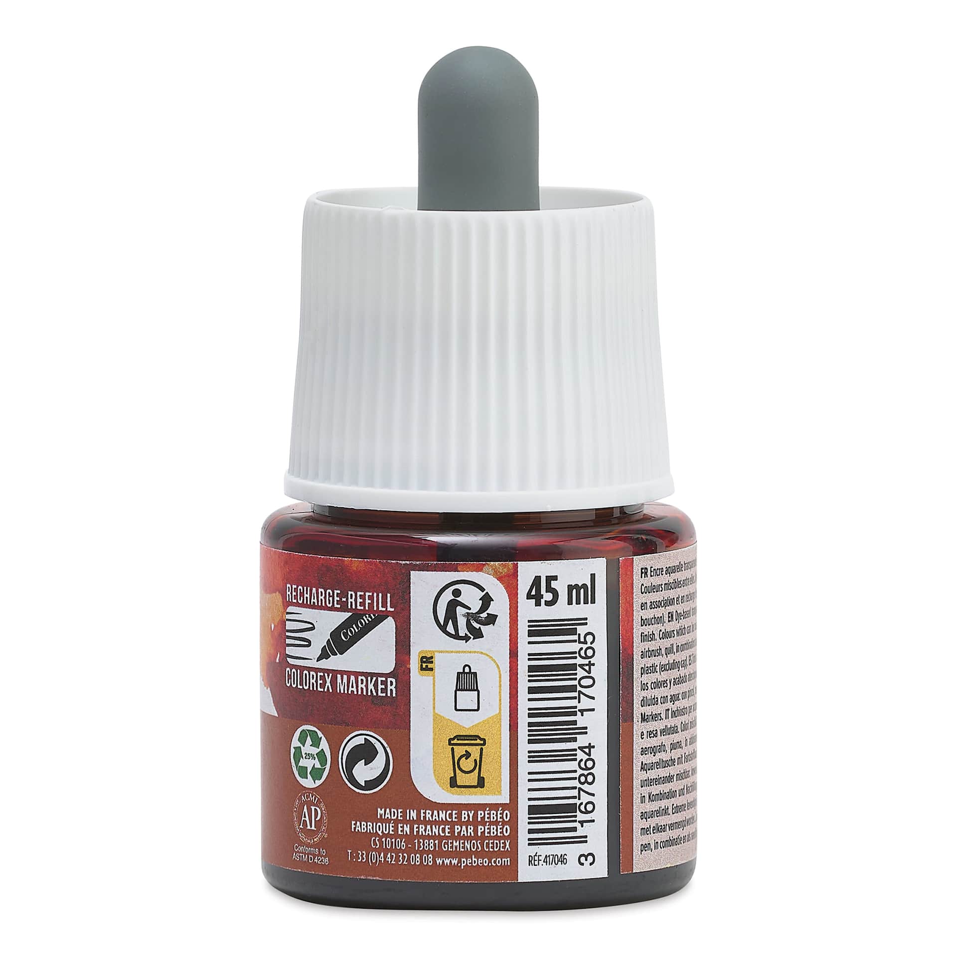 Pebeo Colorex Inks - Sanguine, 45 ml, back of bottle