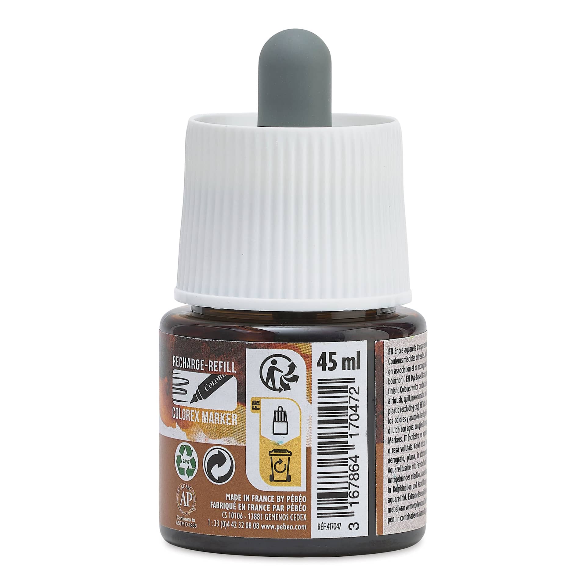 Pebeo Colorex Inks - Tobacco, 45 ml, back of bottle