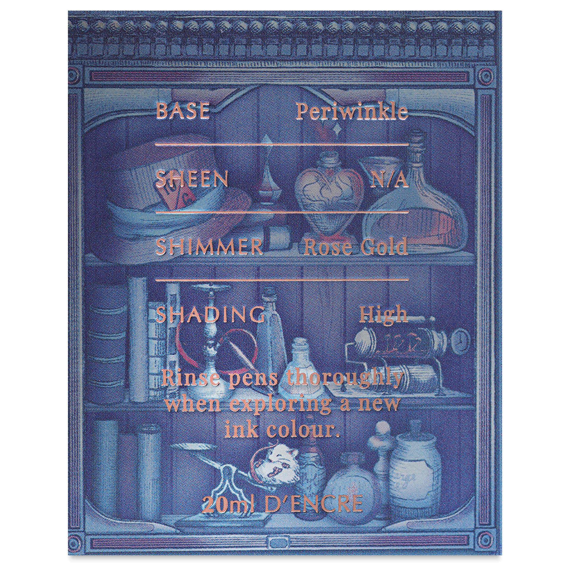 Ferris Wheel Press Ferritales Fountain Pen Ink - Blue Beryl Tonic, text in packaging describing the color