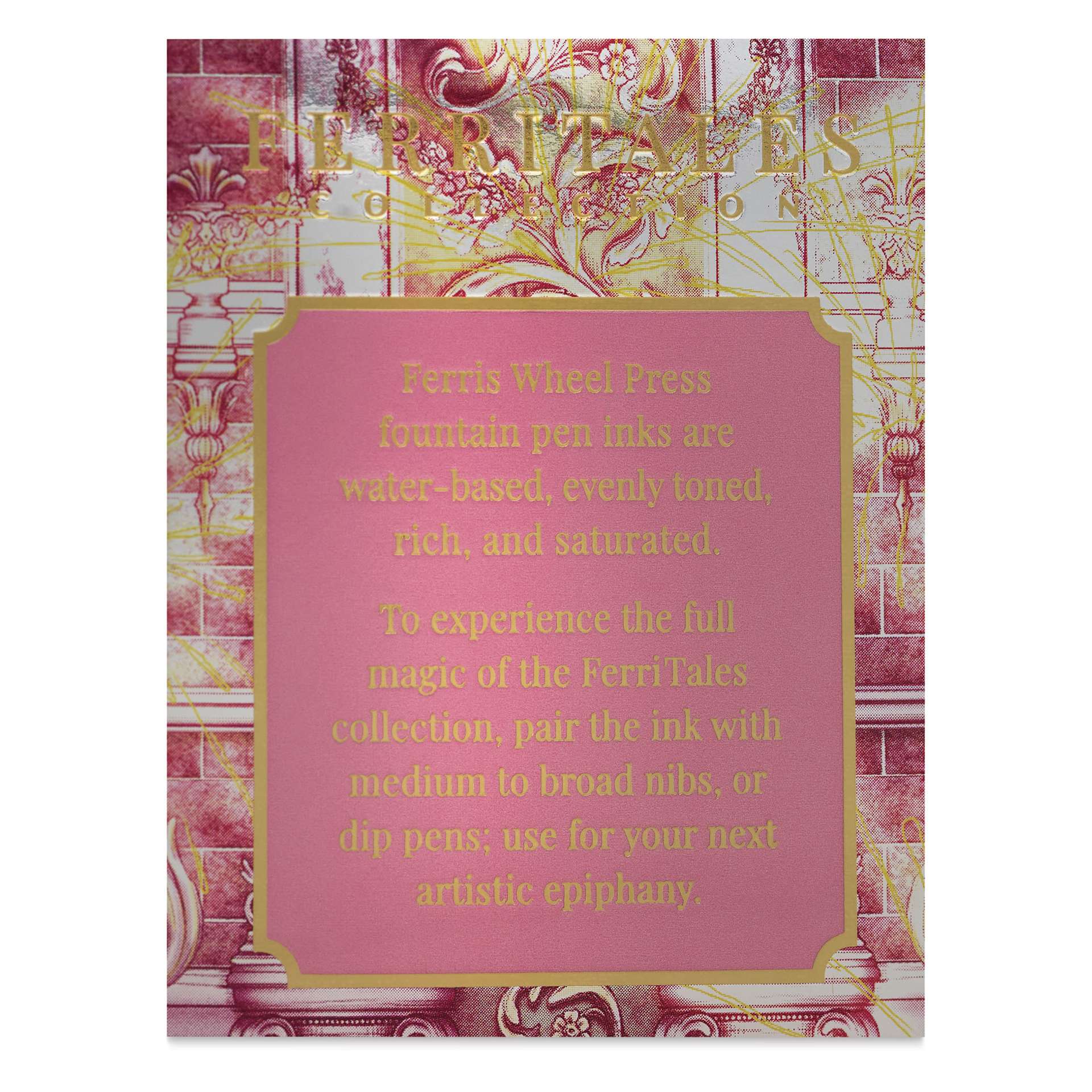 Ferris Wheel Press Ferritales Fountain Pen Ink - Billowing Blush, text in packaging describing the usage