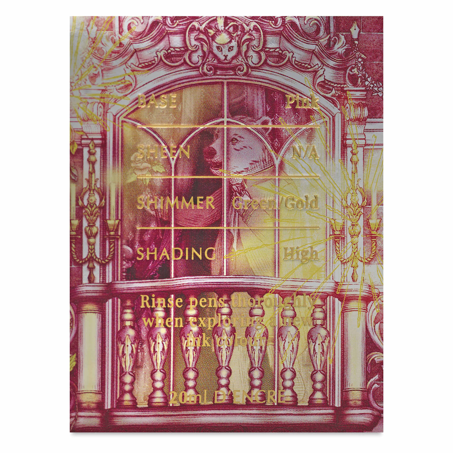 Ferris Wheel Press Ferritales Fountain Pen Ink - Billowing Blush, text in packaging describing the color
