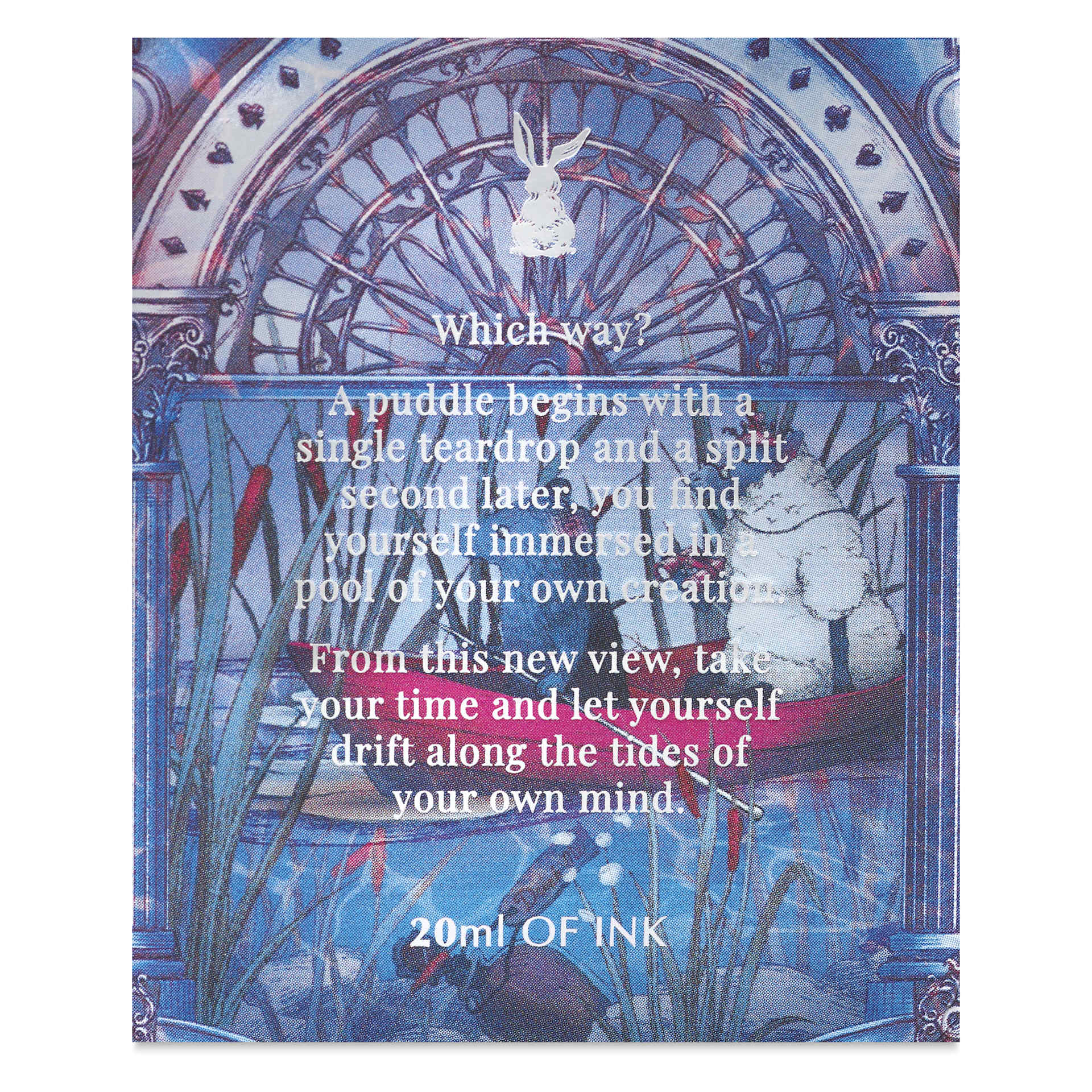 Ferris Wheel Press Ferritales Fountain Pen Ink - Tears of Sapphire, text on the side of the packaging