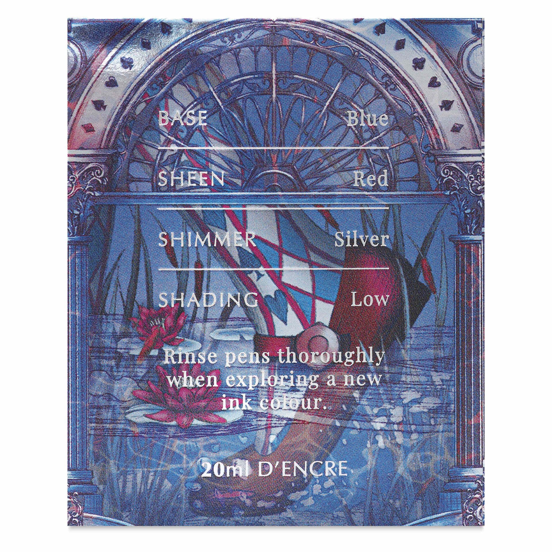 Ferris Wheel Press Ferritales Fountain Pen Ink - Tears of Sapphire, text in packaging describing the color
