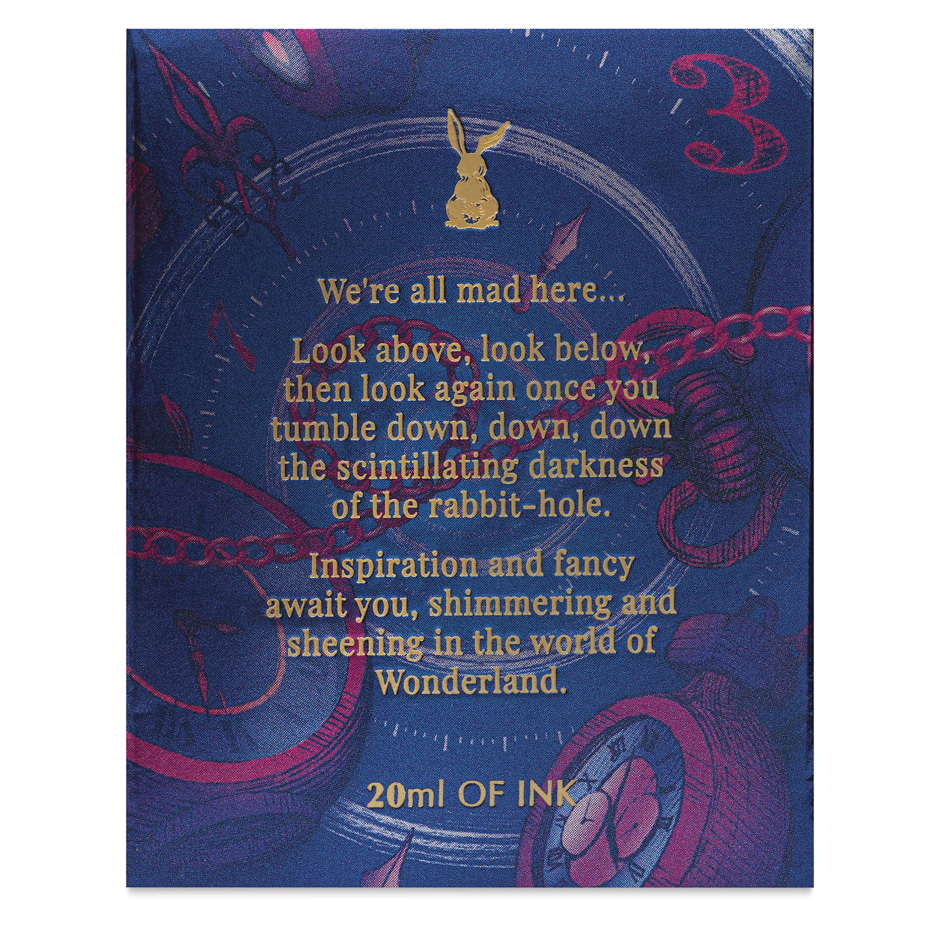 Ferris Wheel Press Ferritales Fountain Pen Ink - Tumbling Time Blue, text on the side of the packaging
