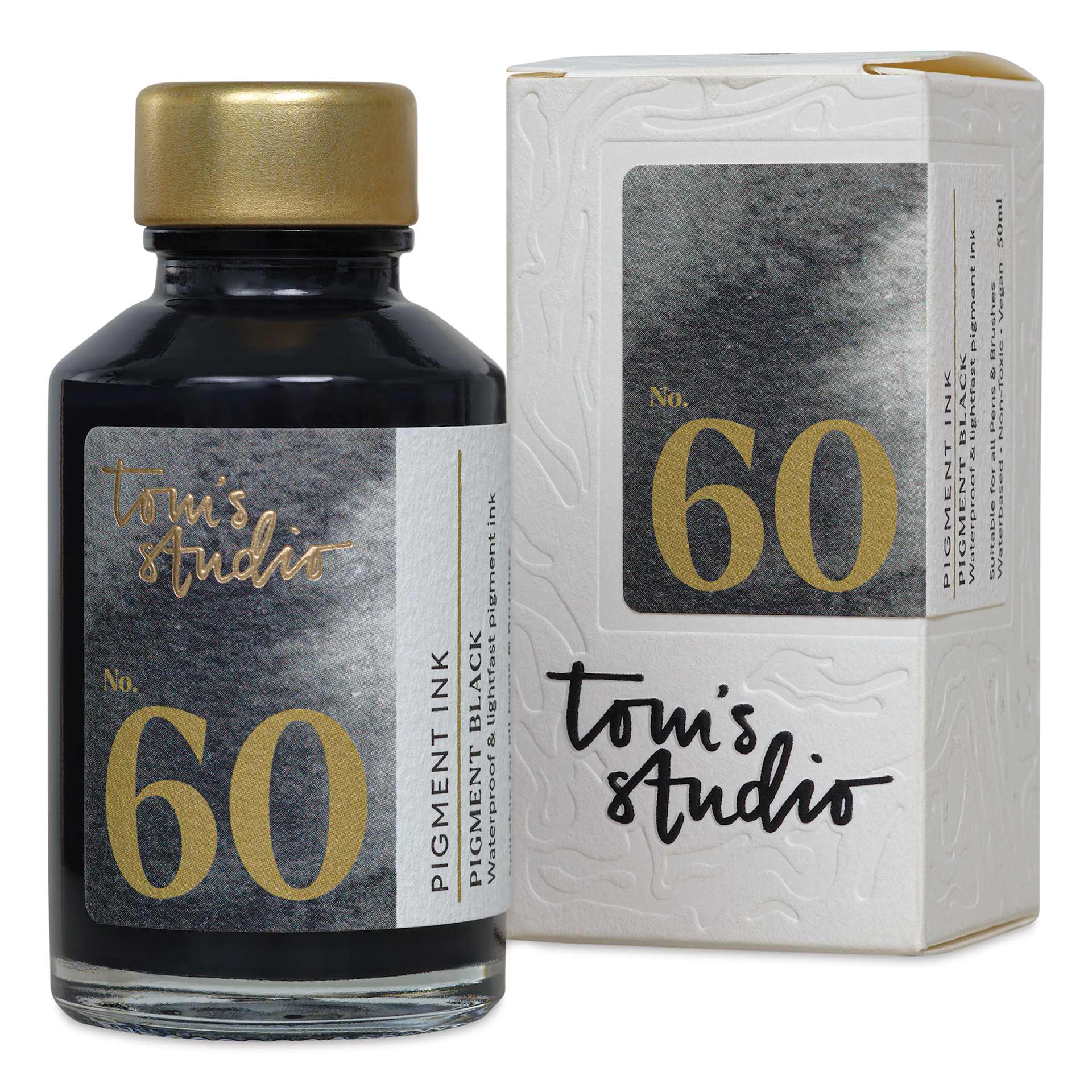 Tom’s Studio No. 60 Pigment Black Fountain Pen Ink - 50 ml bottle with packaging
