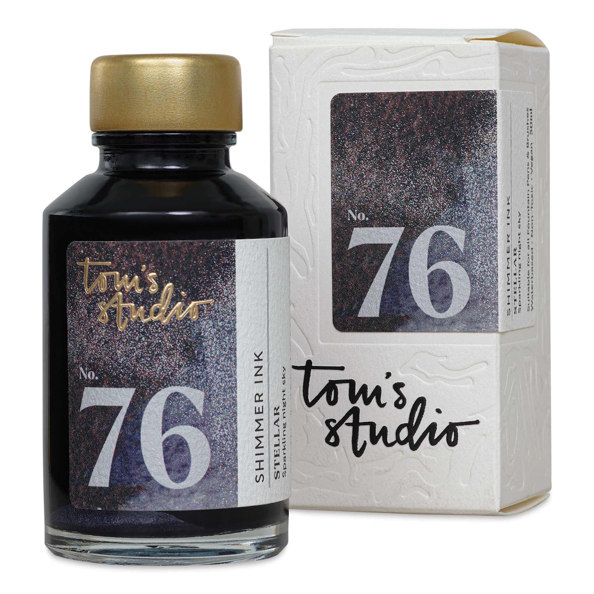 Tom's Studio Shimmer Fountain Pen Ink - Stellar, 50 ml, bottle with packaging