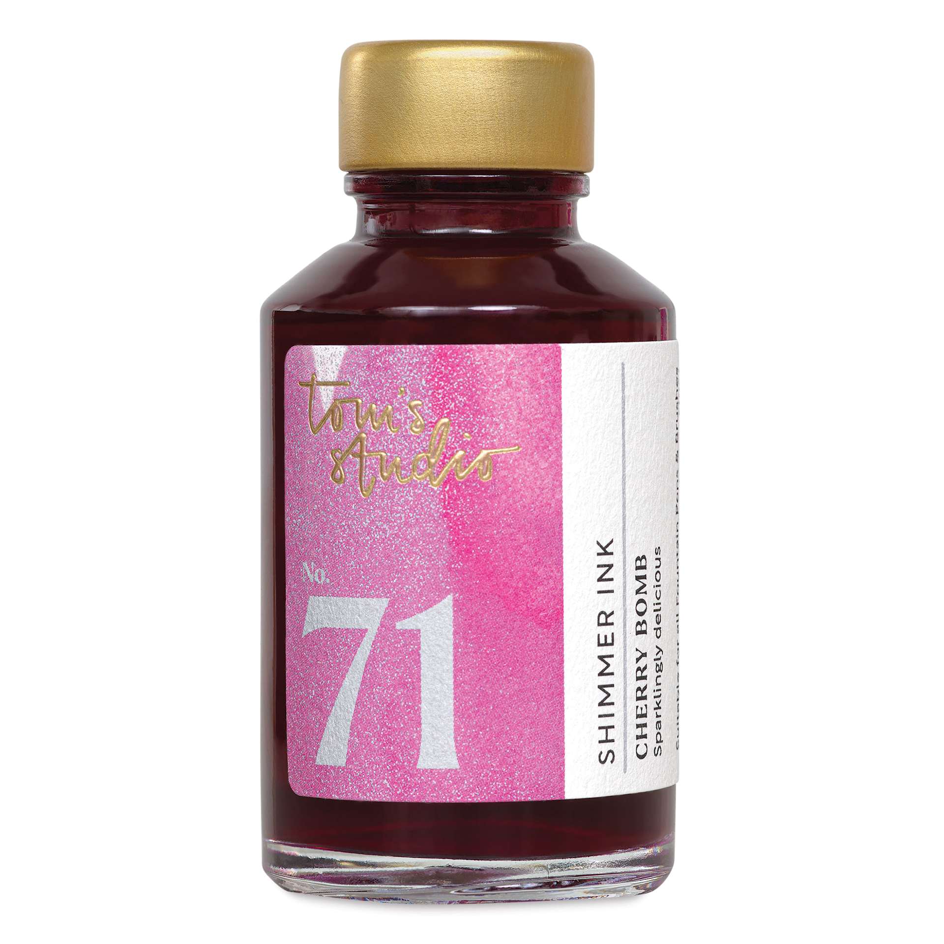 Tom's Studio Shimmer Fountain Pen Ink - Cherry Bomb, 50 ml