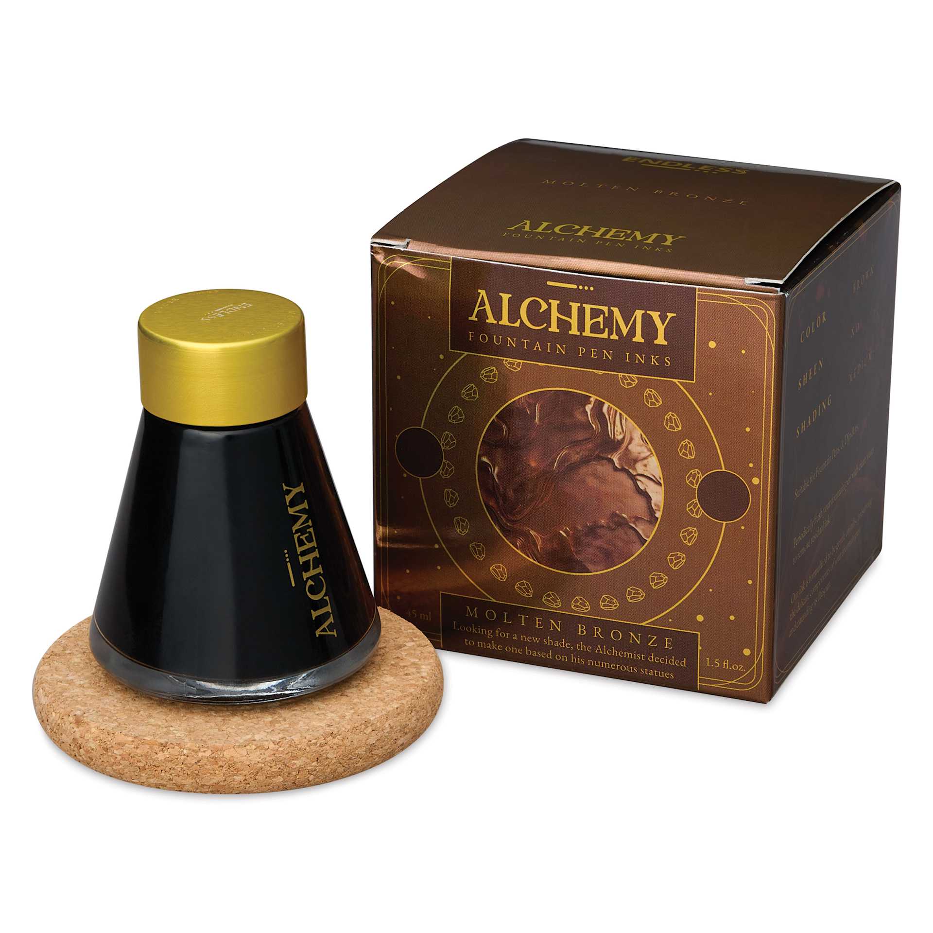 Endless Alchemy Fountain Pen Ink - Molten Bronze, 45 ml bottle with packaging