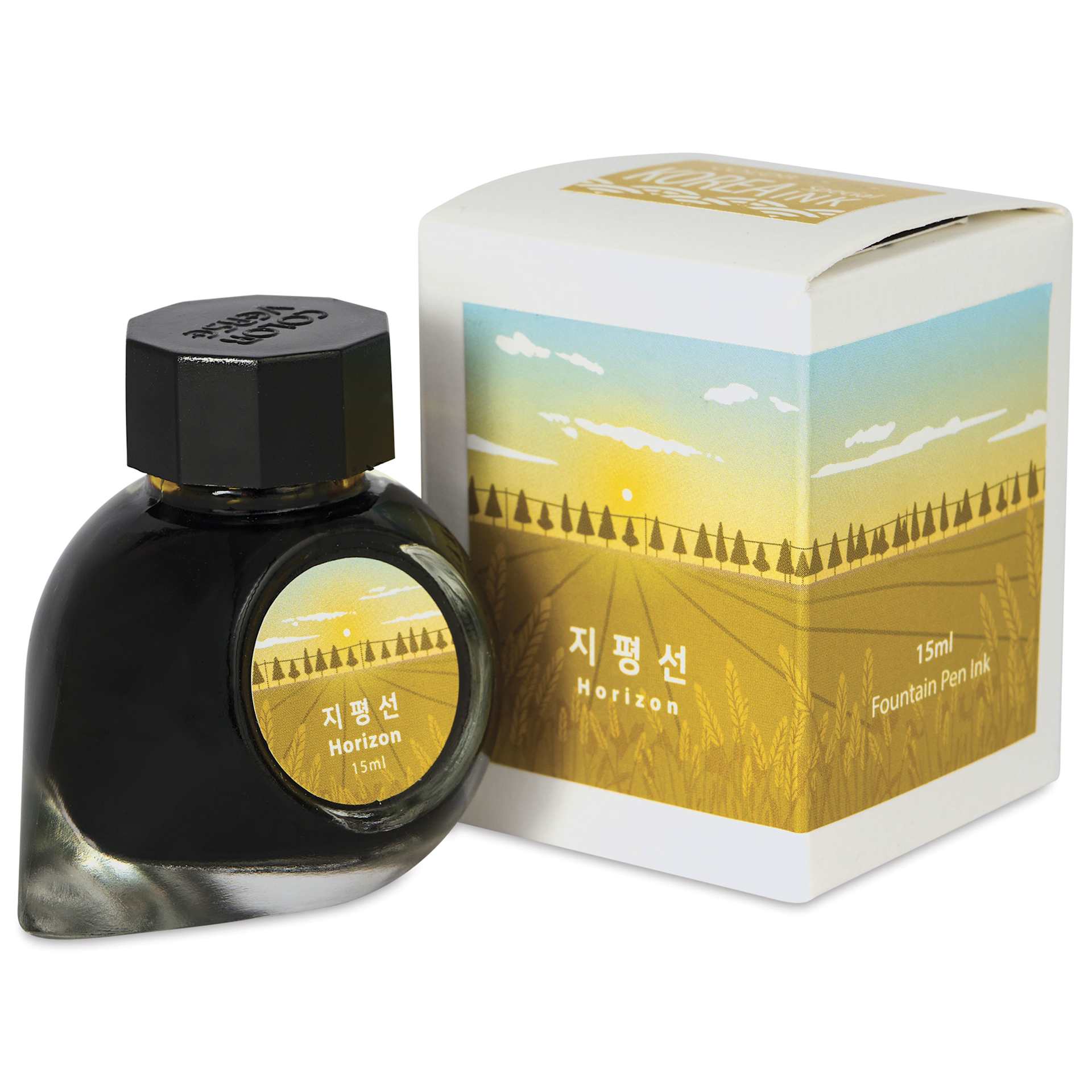 Colorverse Korea Special Fountain Pen Ink - 59 Horizon, jar next to packaging box