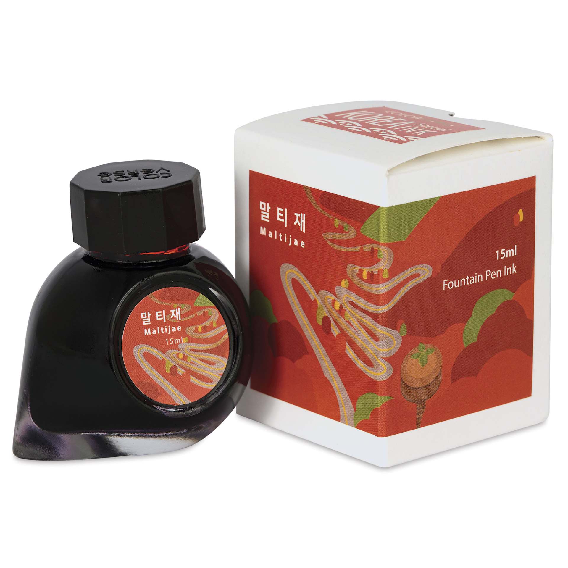 Colorverse Korea Special Fountain Pen Ink - 62 Maltijae, jar next to packaging box