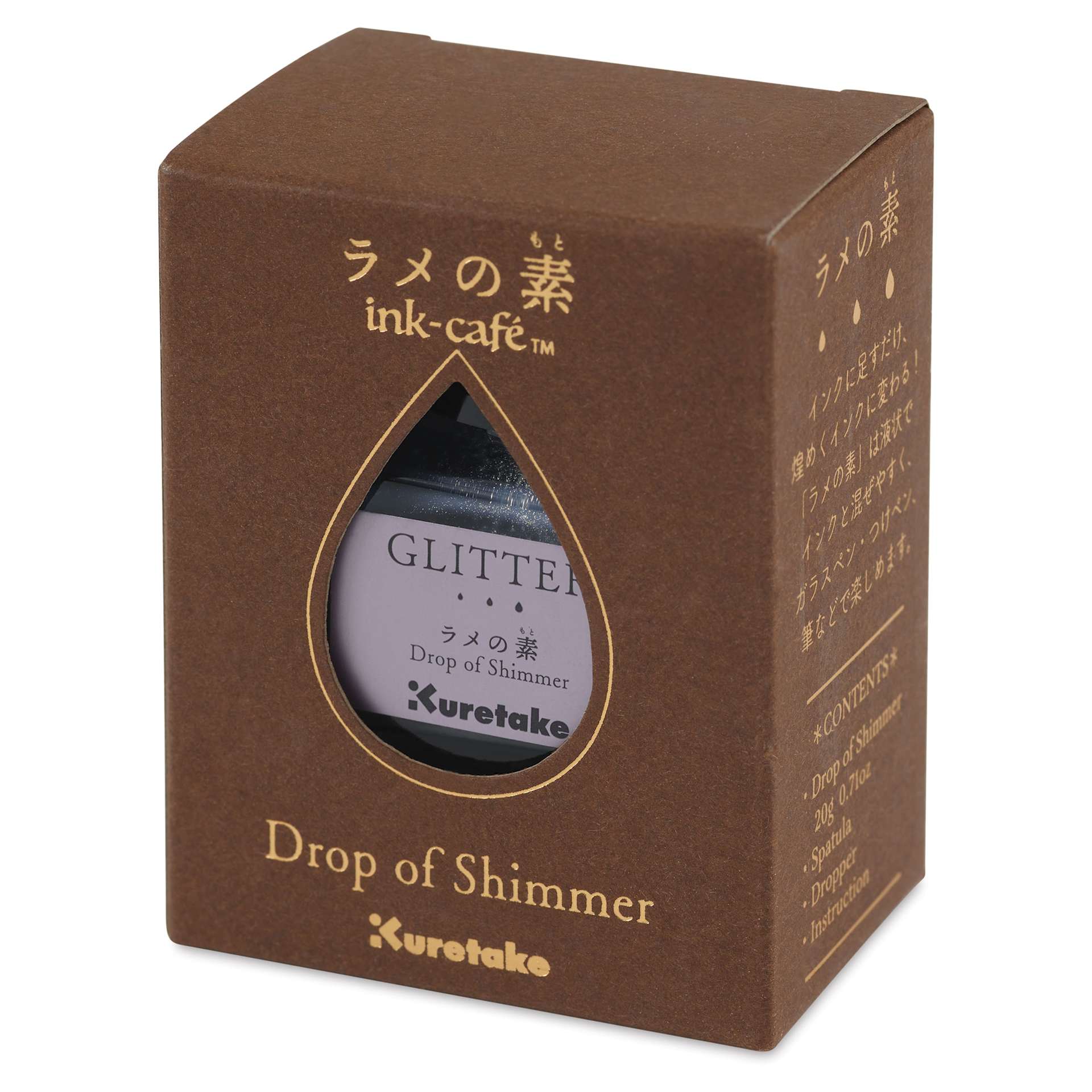Kuretake Ink-Café Drop of Shimmer Ink Additive - Glitter, 20 ml, packaging