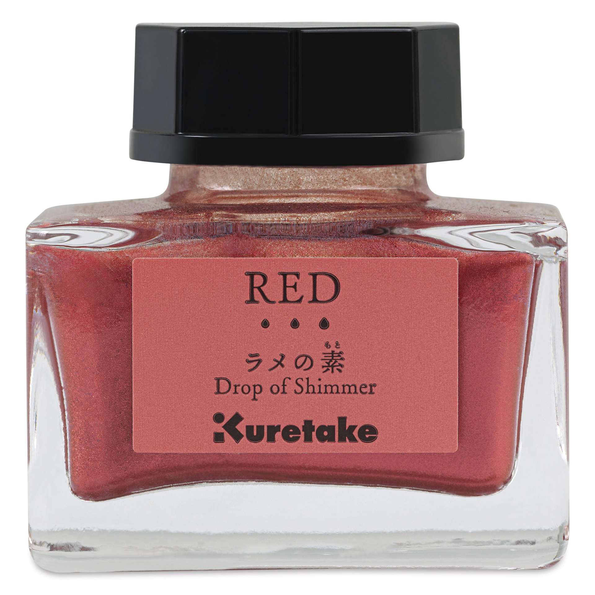 Kuretake Ink-Café Drop of Shimmer Ink Additive - Red, 20 ml, front of bottle