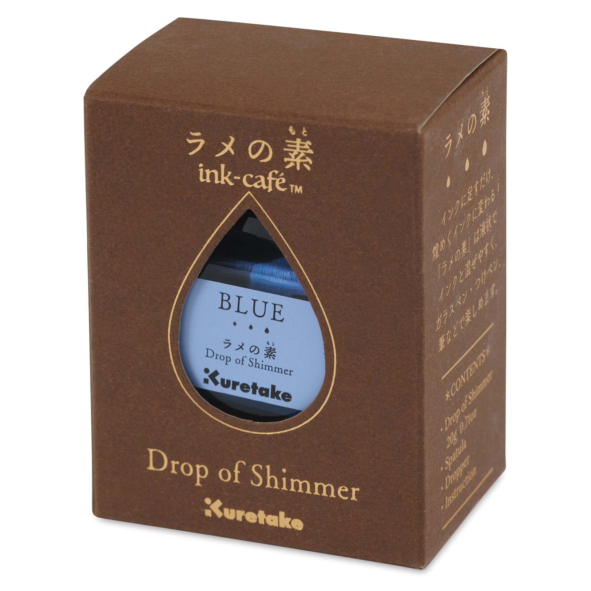 Kuretake Ink-Café Drop of Shimmer Ink Additive - Blue, 20 ml, packaging