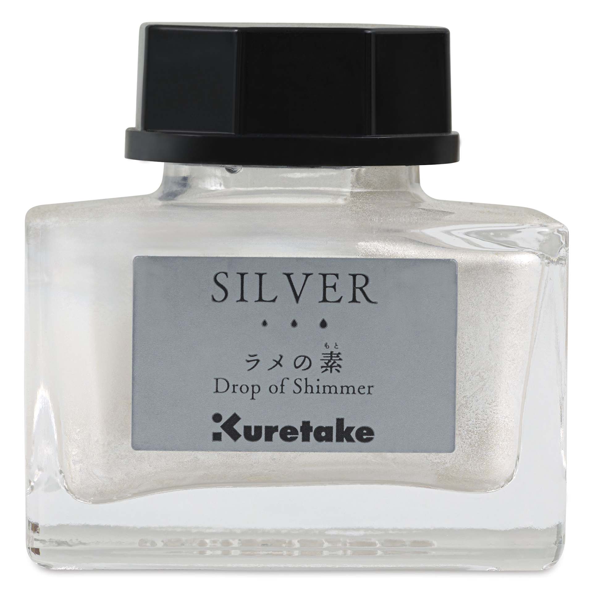 Kuretake Ink-Café Drop of Shimmer Ink Additive - Silver, 20 ml, front of bottle