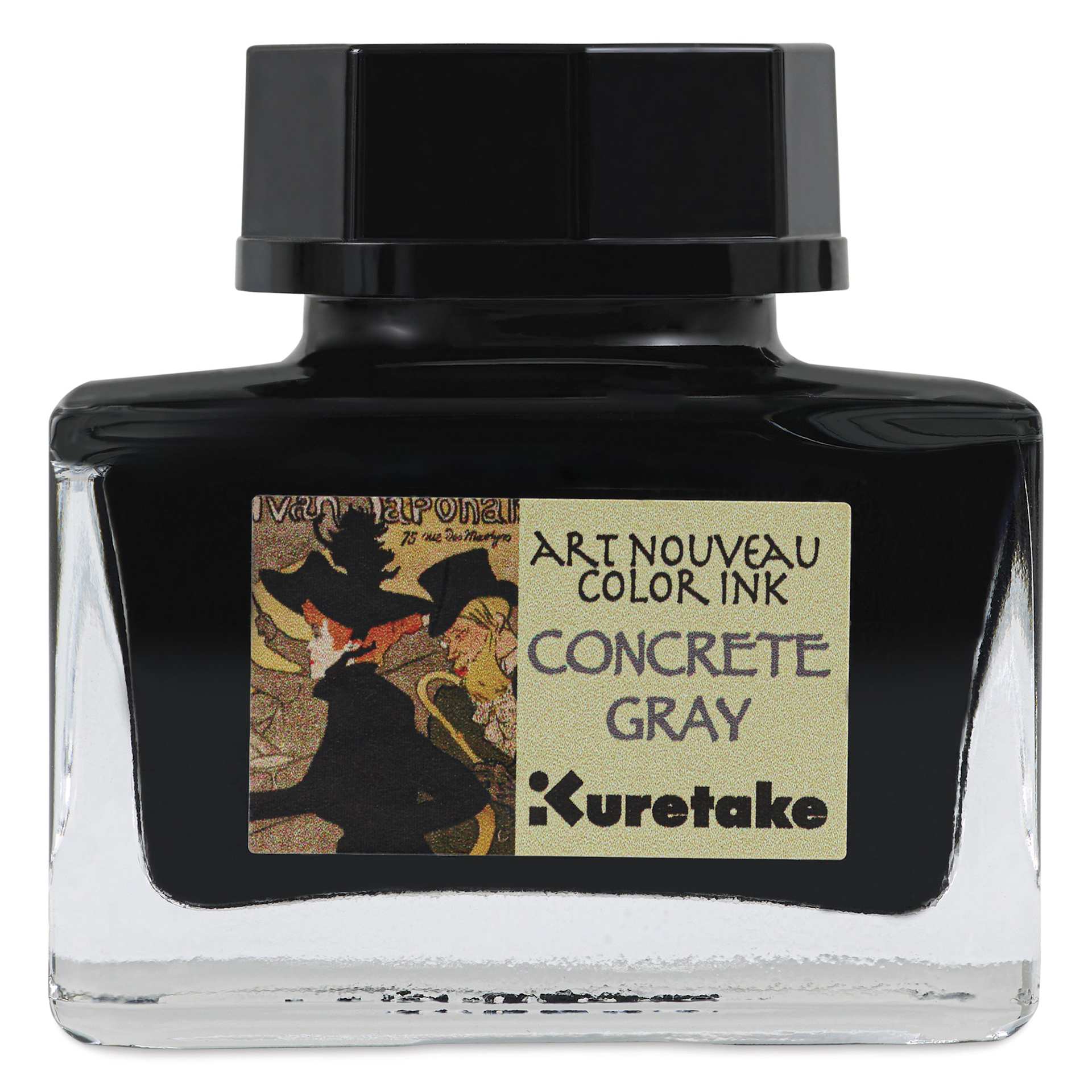 Kuretake Ink-Café Art Nouveau Ink - Concrete Gray, 20 ml, front of bottle