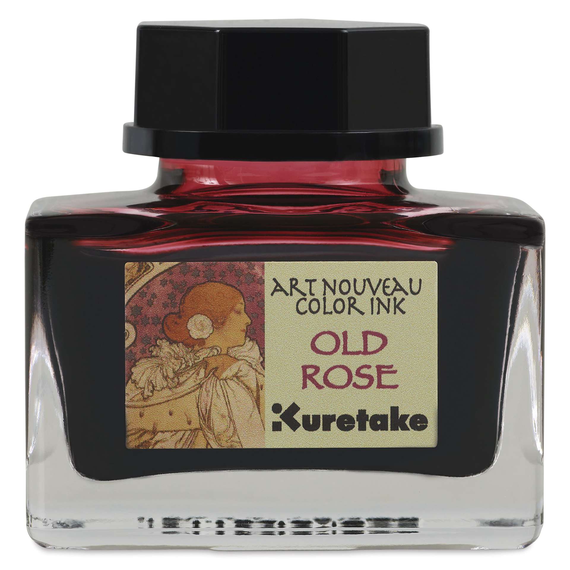 Kuretake Ink-Café Art Nouveau Ink - Old Rose, 20 ml, front of bottle