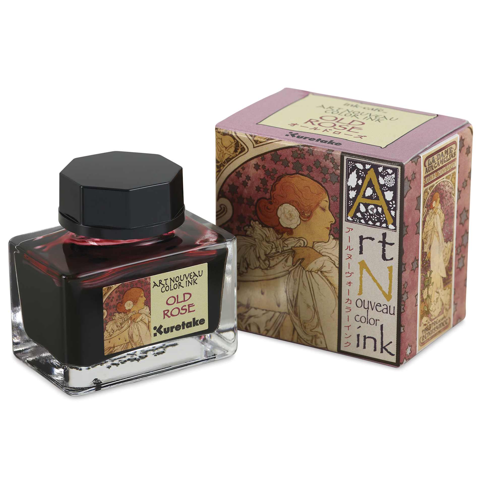 Kuretake Ink-Café Art Nouveau Ink - Old Rose, 20 ml, bottle with packaging