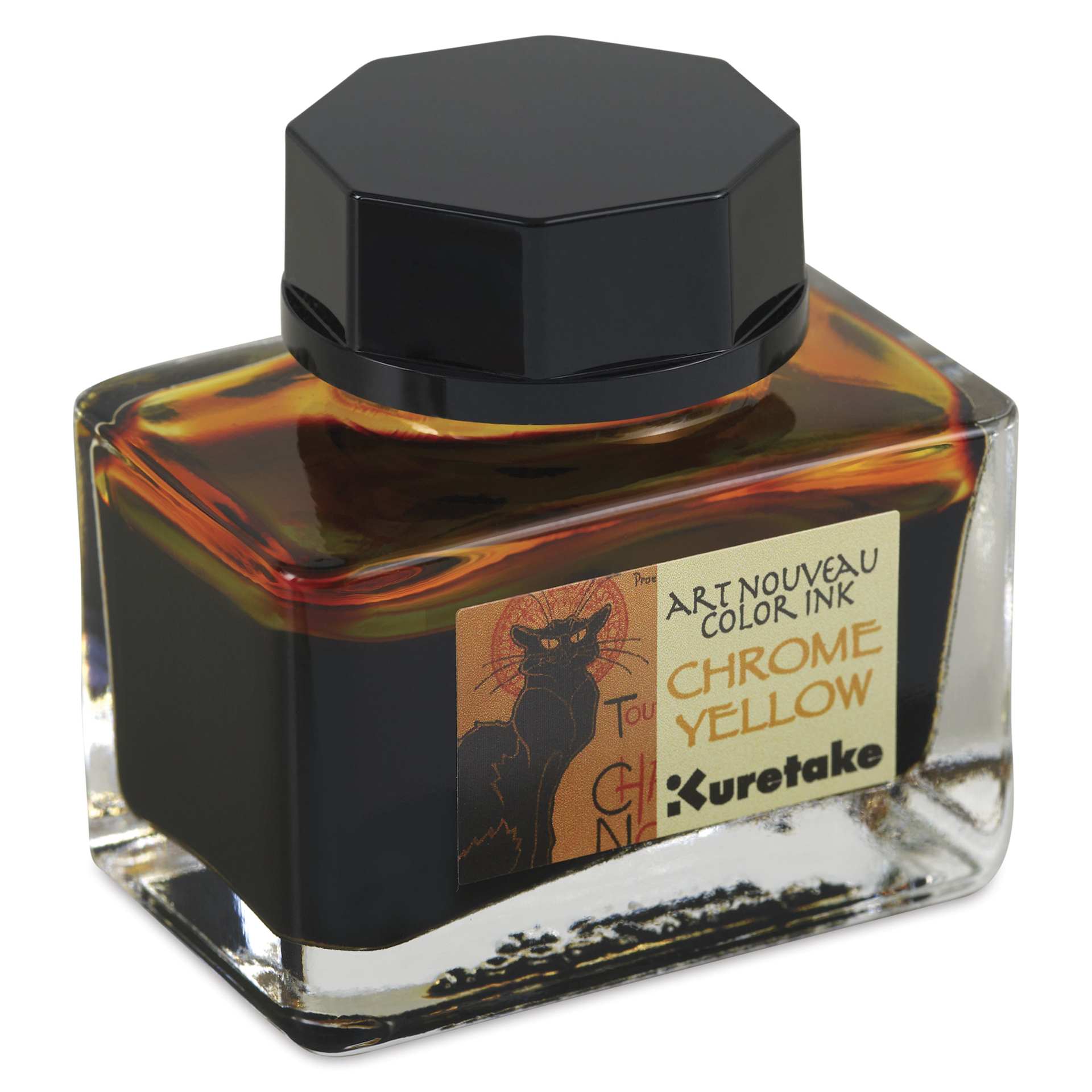 Kuretake Ink-Café Art Nouveau Ink - Chrome Yellow, 20 ml, bottle