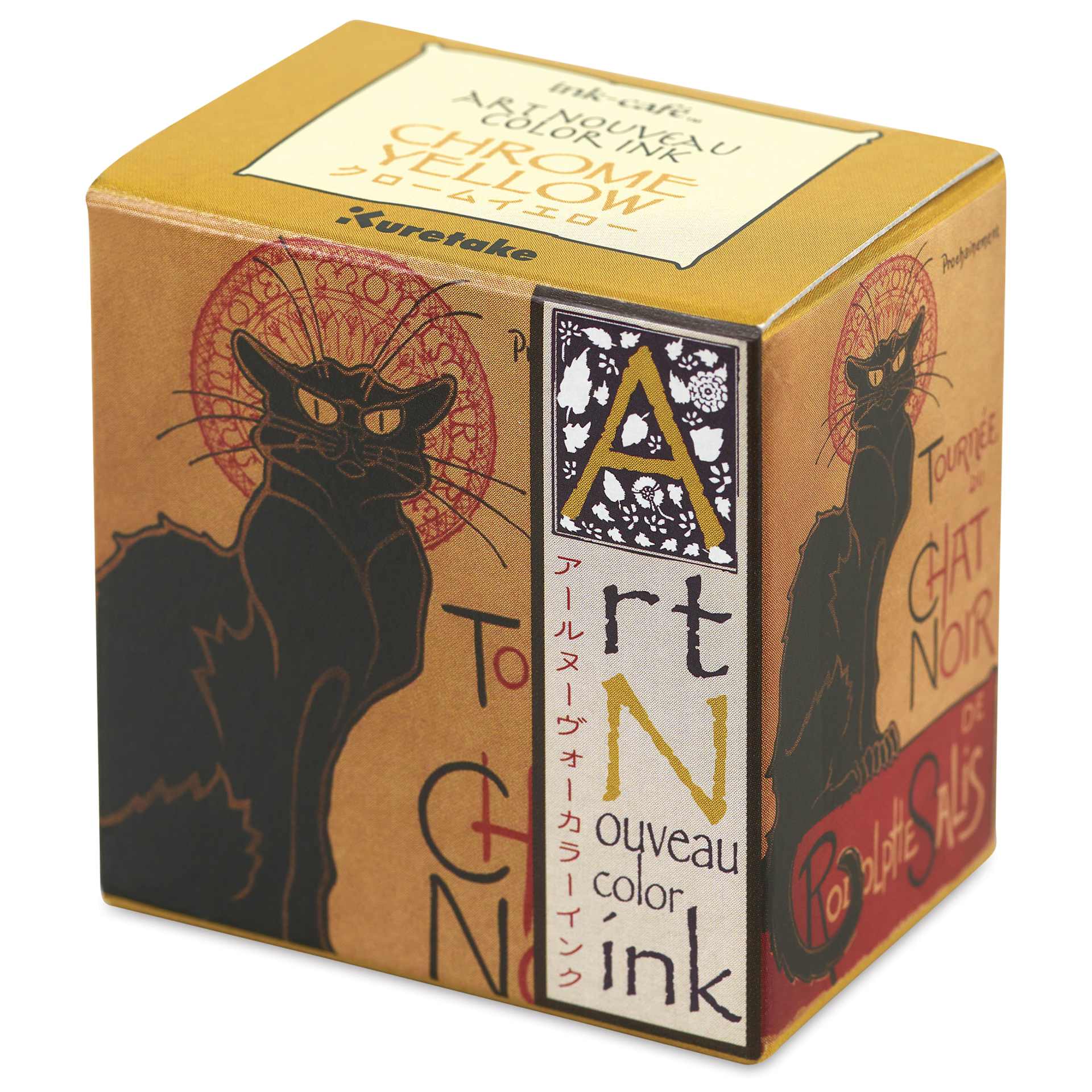 Kuretake Ink-Café Art Nouveau Ink - Chrome Yellow, 20 ml, packaging