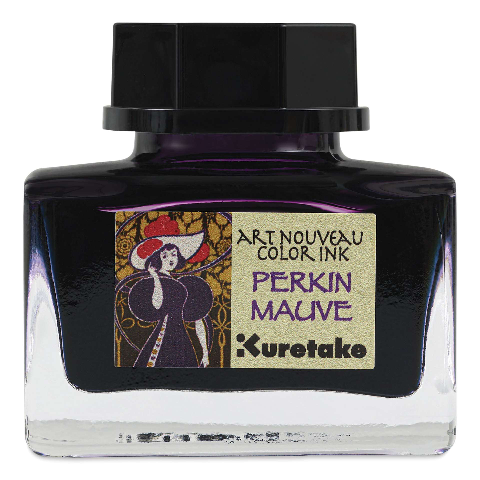 Kuretake Ink-Café Art Nouveau Ink - Perkin Mauve, 20 ml, front of bottle