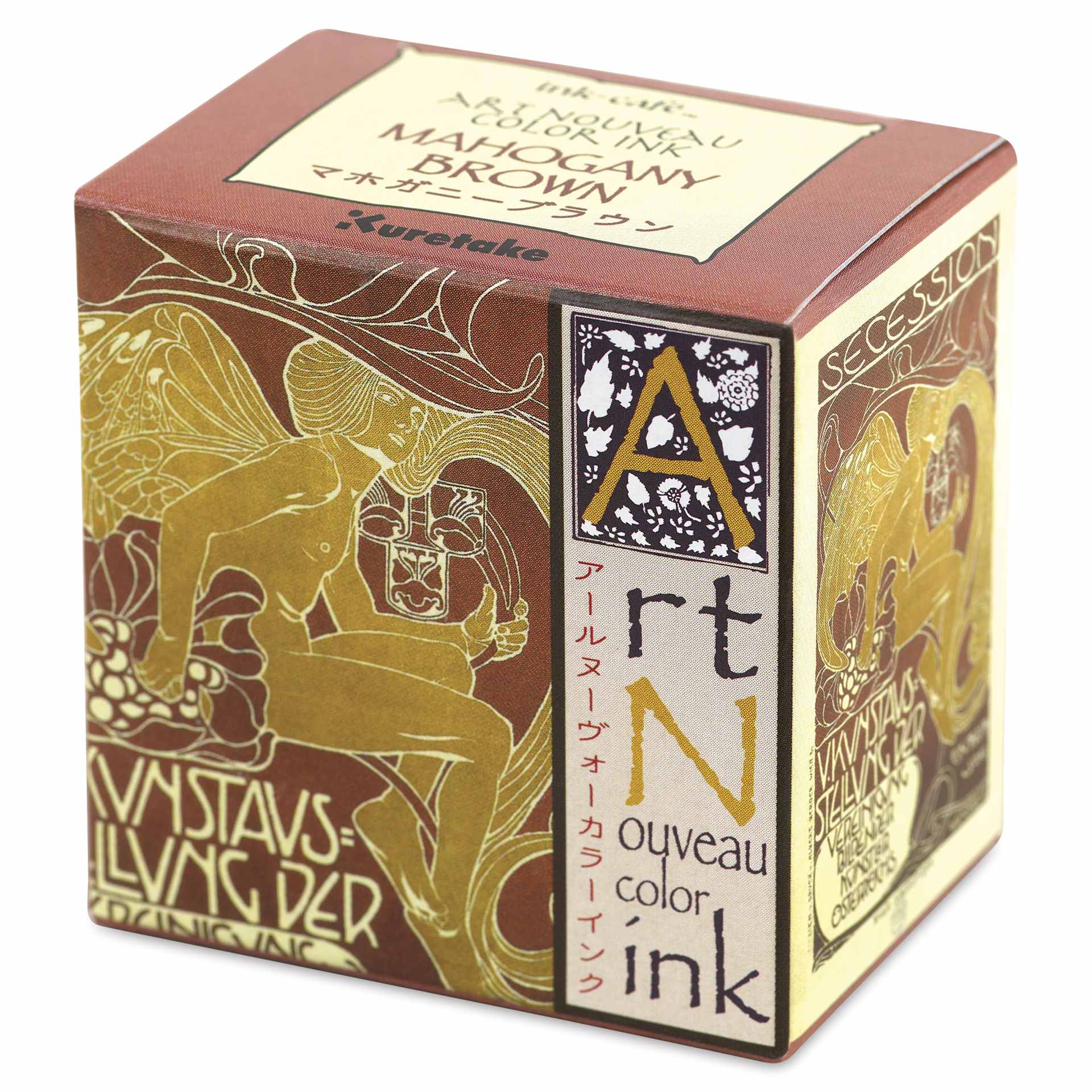 Kuretake Ink-Café Art Nouveau Ink - Mahogany Brown, 20 ml, front of packaging