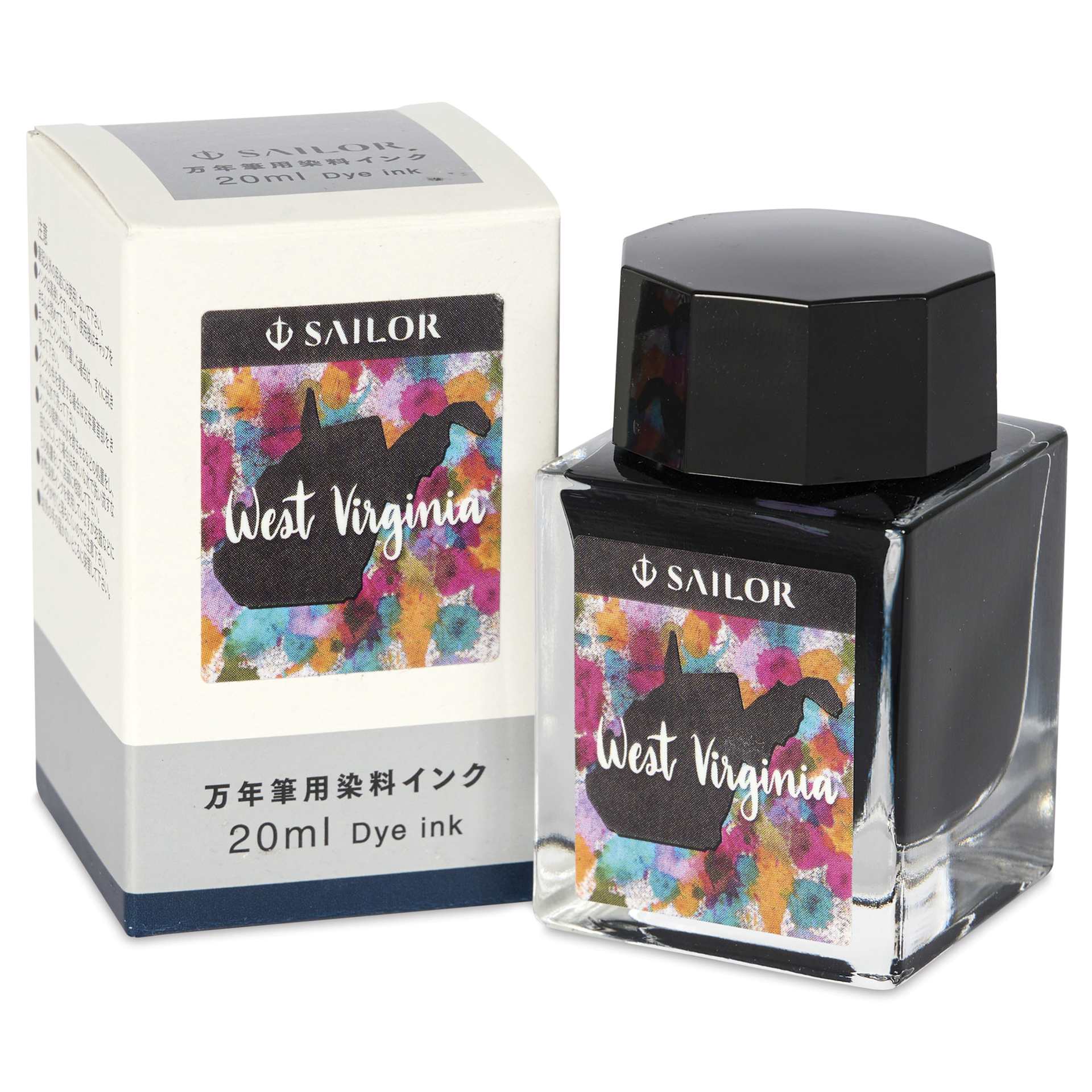 Sailor USA State Ink - West Virginia, Coal Gray, 20 ml, with packaging