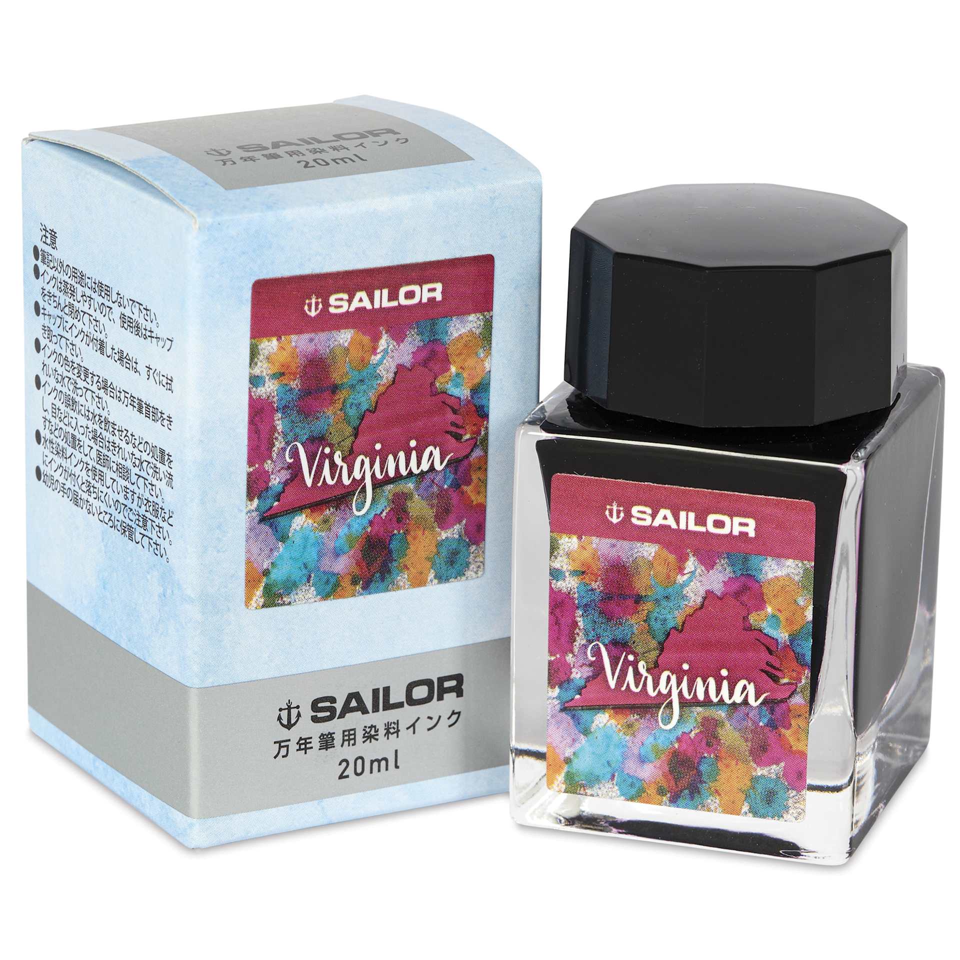 Sailor USA State Ink - Virginia, Red, 20 ml, with packaging